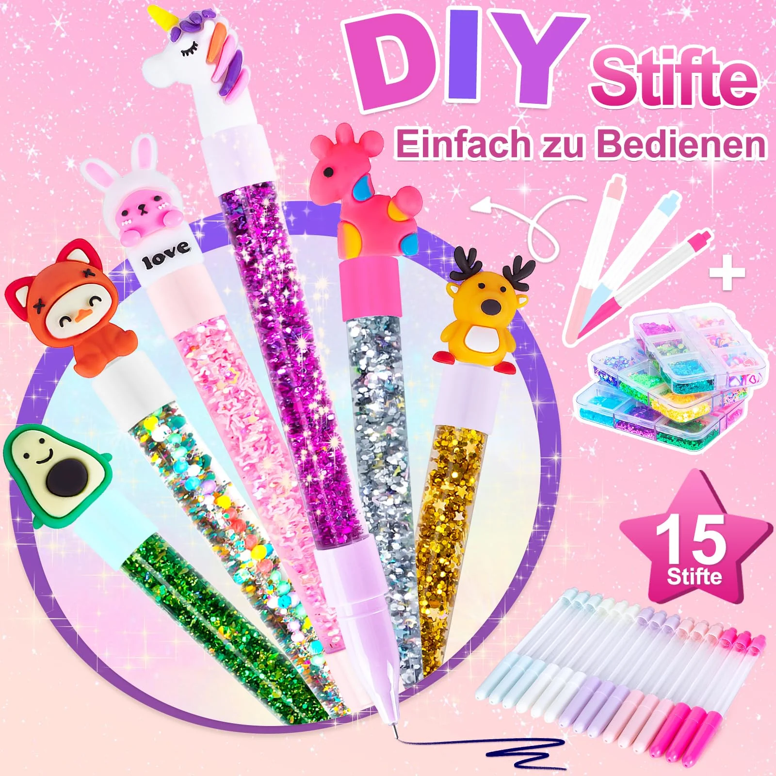 FGZU Stifte Selber Machen Set, Stifte Atelier Bastelsets für Kinder mit 55+ Zubehör, Bastelset Kinder ab 5 6 7 8 Jahre, Kindergeburtstag Basteln Spielzeug Geschenke für Mädchen Junge ab 4-12 Jahre - Image 7