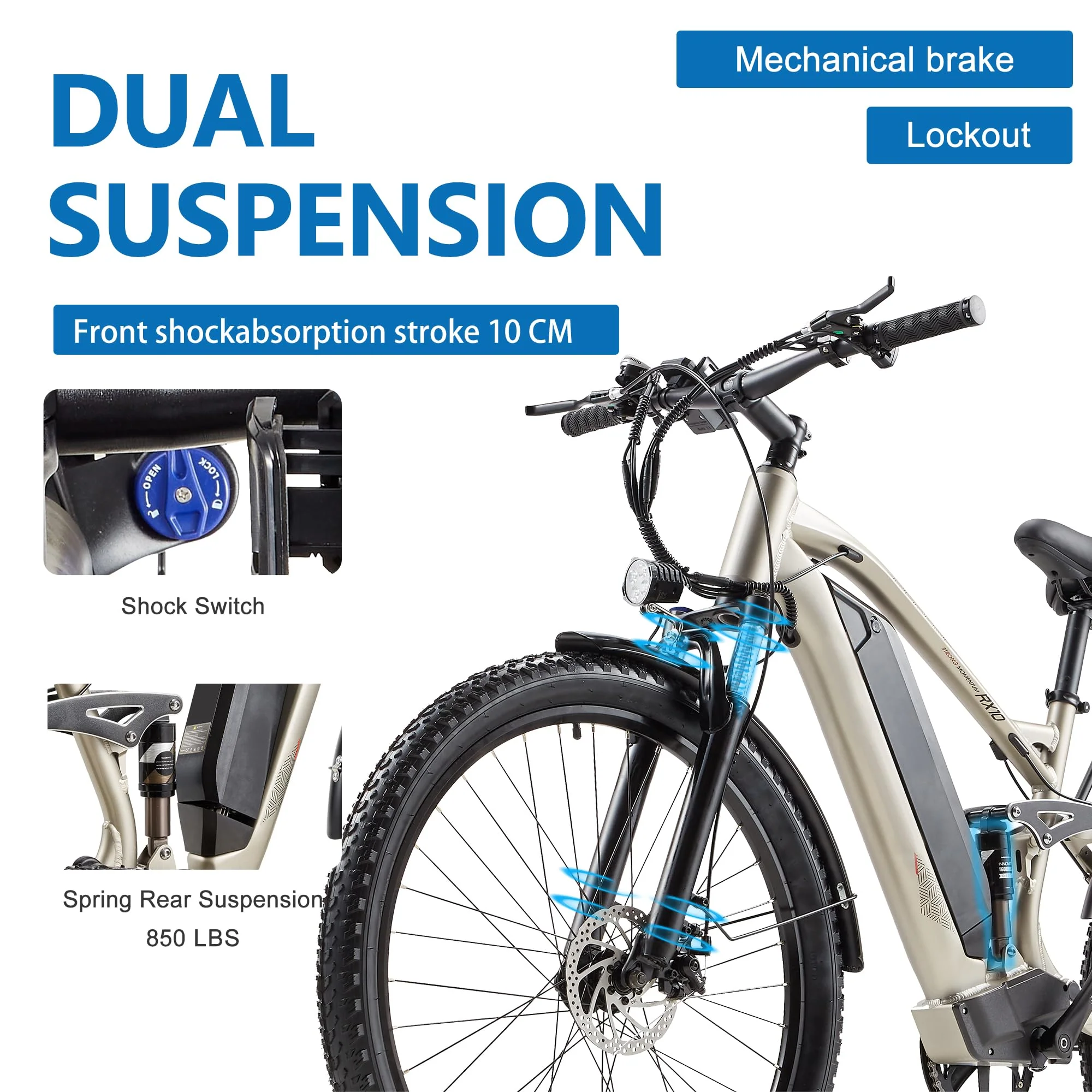 Ficyacto E Bike Herren 27.5 Zoll E-Mountianbike 48V17,5AH Akku Vollefederung Elektrofahrräder 25km/h Trekkingrad E-Cityrad - Image 3