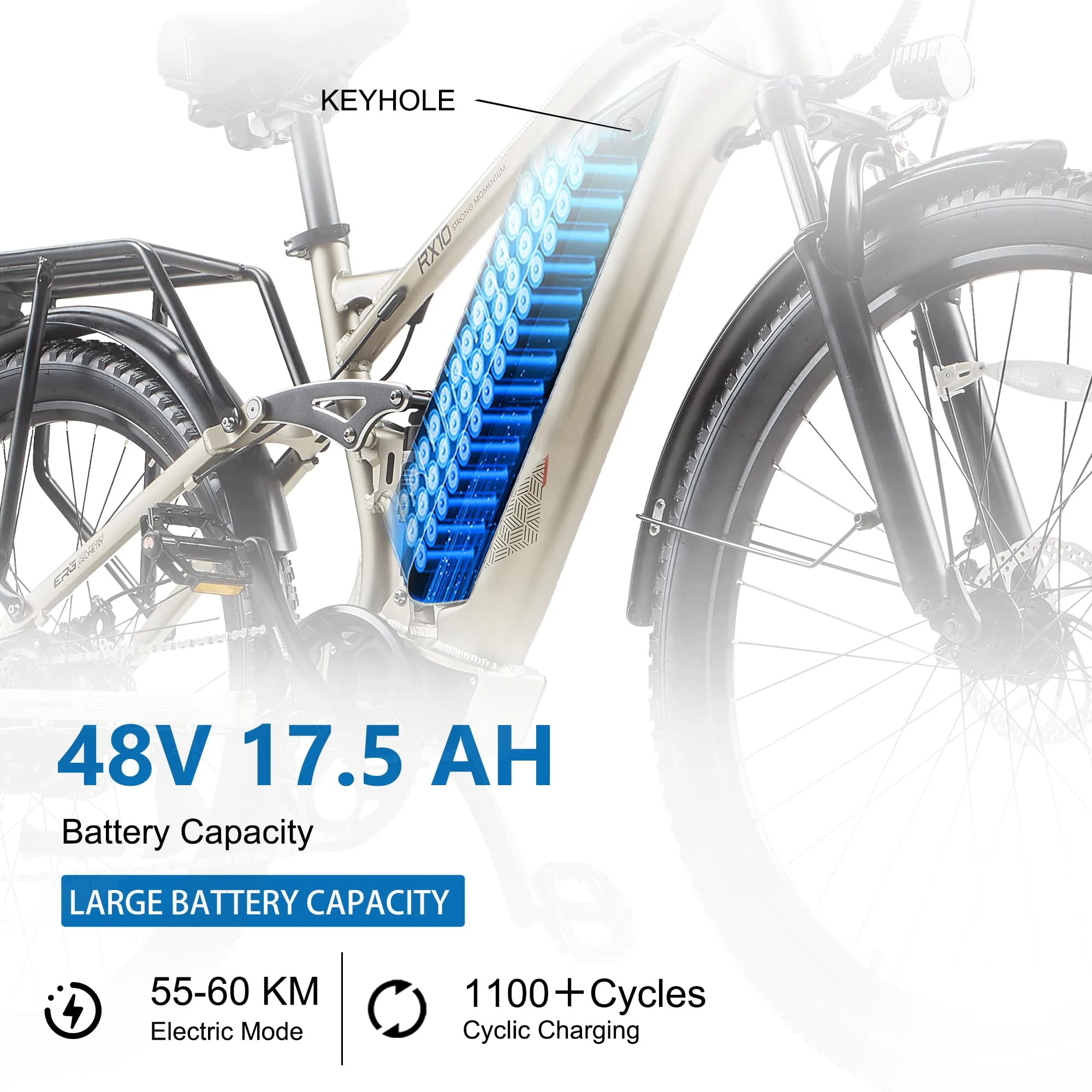 Ficyacto E Bike Herren 27.5 Zoll E-Mountianbike 48V17,5AH Akku Vollefederung Elektrofahrräder 25km/h Trekkingrad E-Cityrad - Image 5