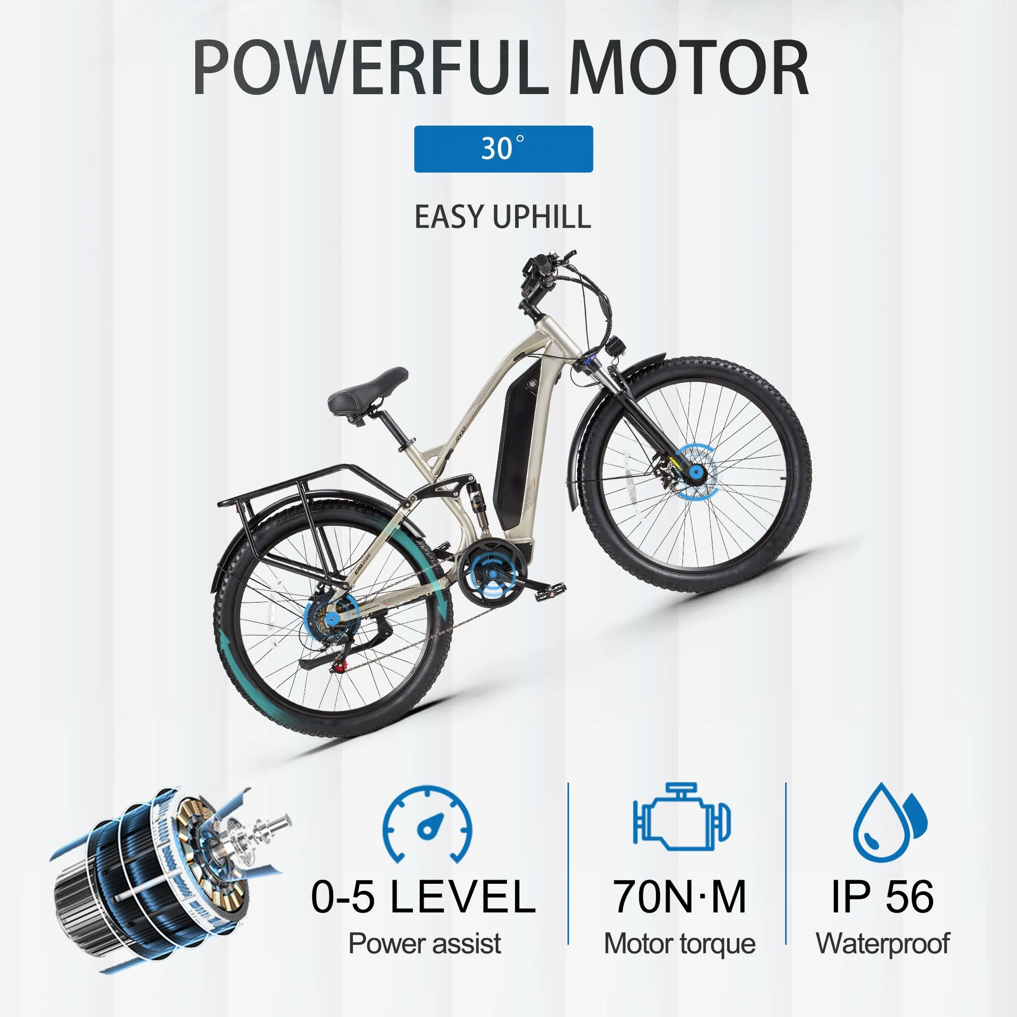 Ficyacto E Bike Herren 27.5 Zoll E-Mountianbike 48V17,5AH Akku Vollefederung Elektrofahrräder 25km/h Trekkingrad E-Cityrad - Image 7