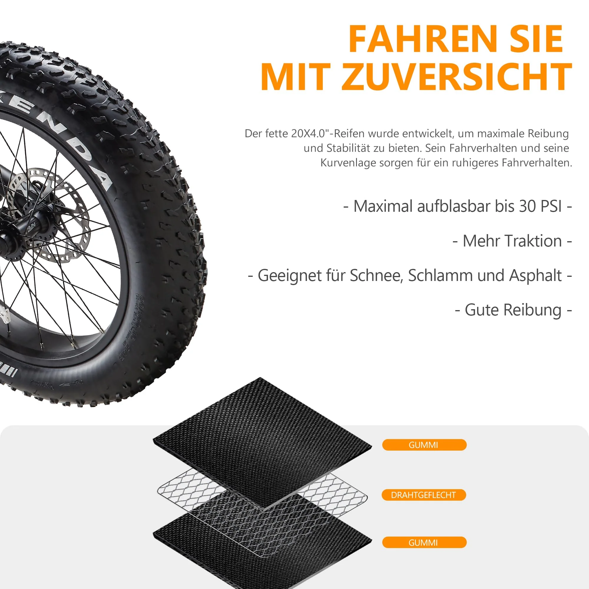 Ficyacto Elektrofahrräder 20x4.0 Zoll E-Bike Herren Damen Mit 48V 20AH Akku All-Terrain E-Mountainbike,7-Gang-Getriebe,Vollfederung City Ebike - Image 3