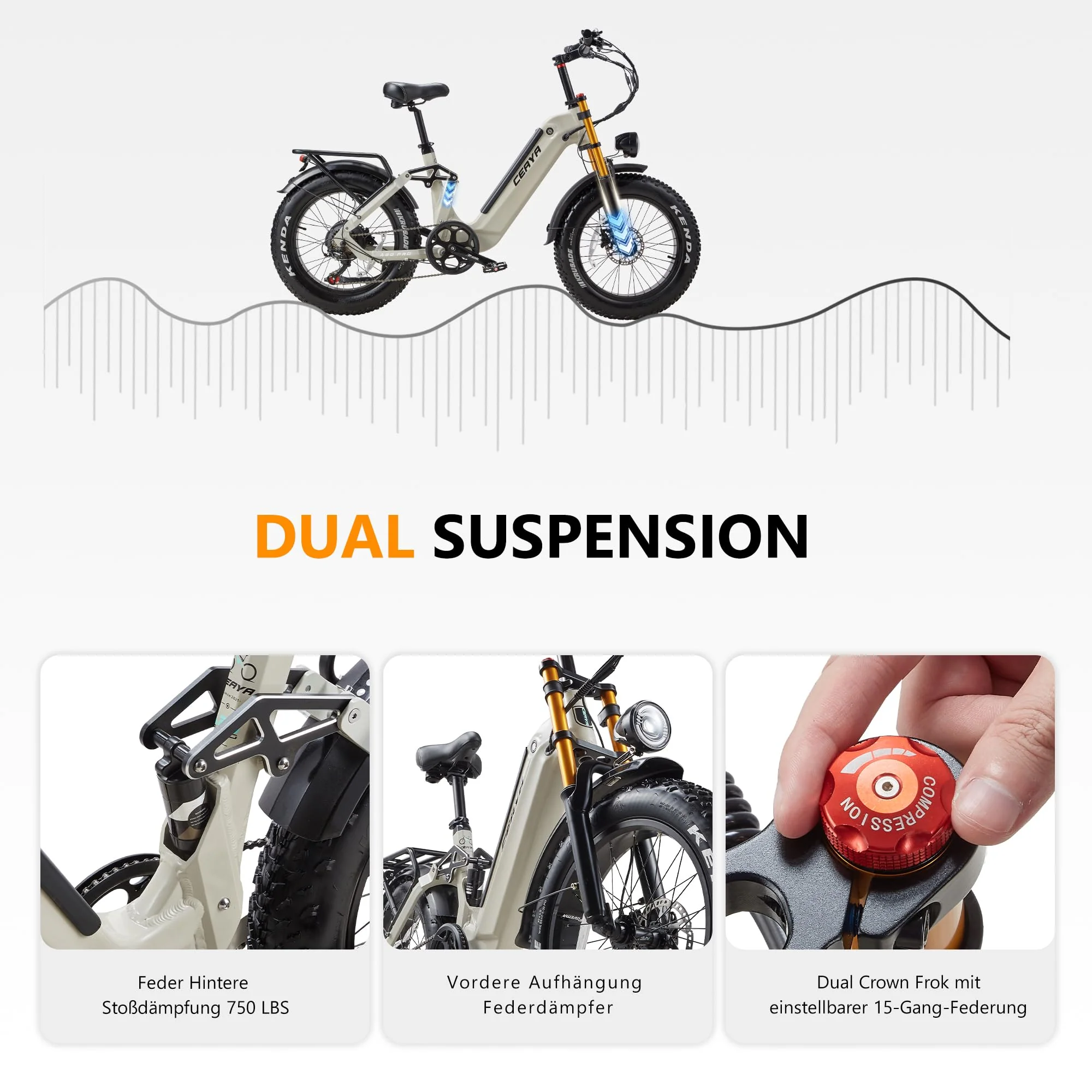 Ficyacto Elektrofahrräder 20x4.0 Zoll E-Bike Herren Damen Mit 48V 20AH Akku All-Terrain E-Mountainbike,7-Gang-Getriebe,Vollfederung City Ebike - Image 4