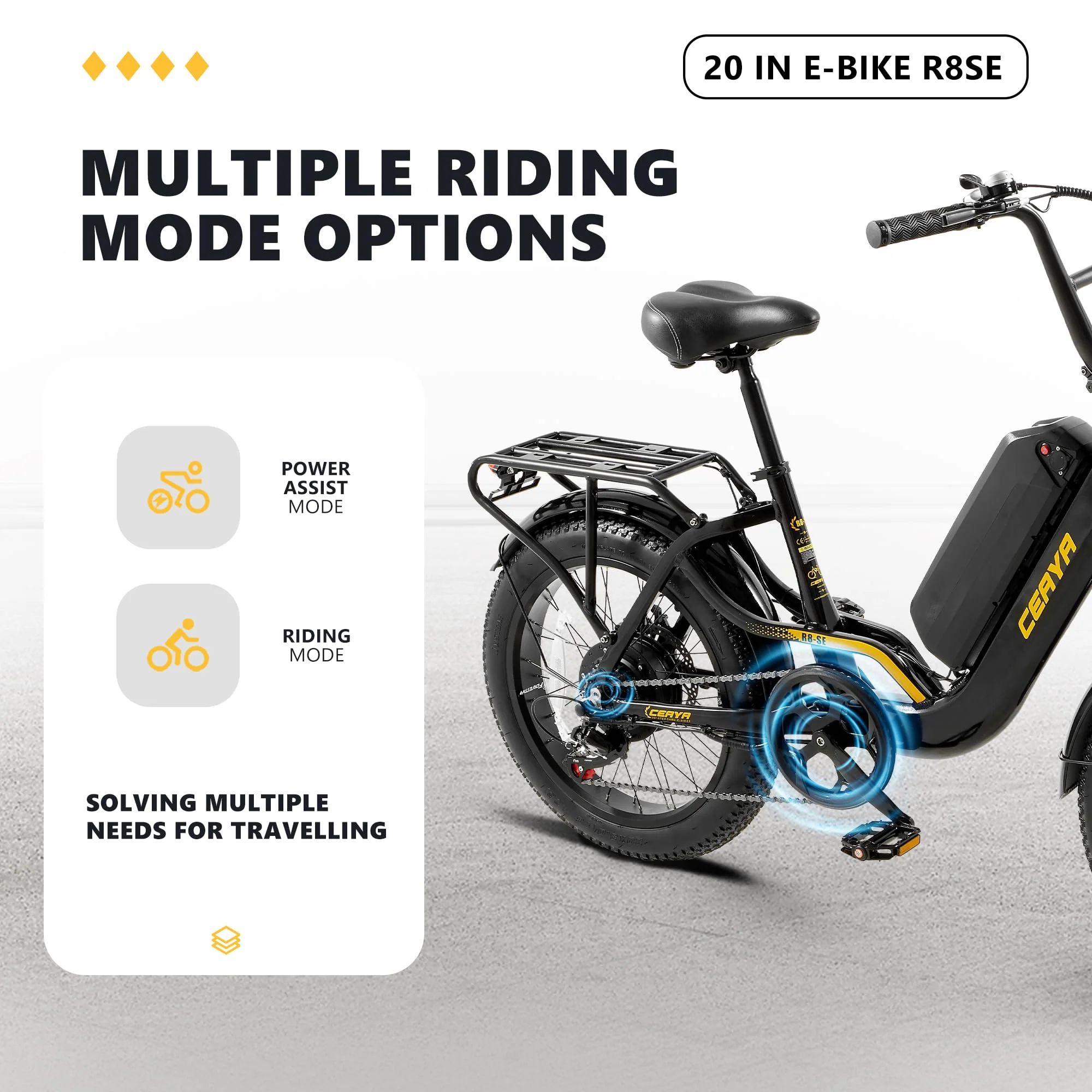 Ficyacto Elektrofahrräder für Damen Herren,Ebike Mit 48V 15Ah Li-ion Akku,20 * 3.0 Zoll Trekkingrad E-City Fahrrad,Reichweite bis zu 70-80KM Pedelec - Image 6