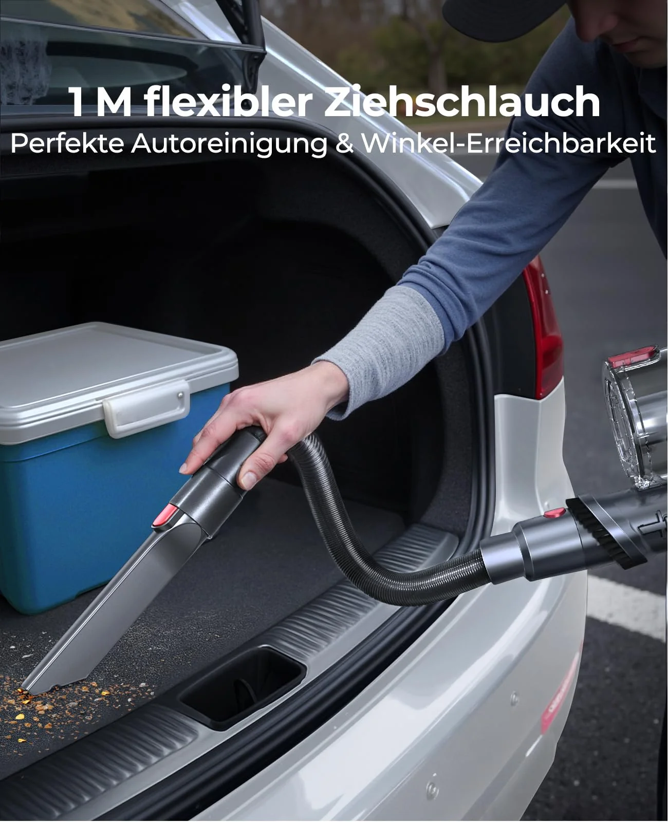 Fieety 550W/45KPa/60Min Akku Staubsauger, 8-in-1 Staubsauger Kabellos mit Wandmontierte Ladestation, 1M Ausziehbarer Schlauch, Sofabürste, Touchscreen, 1.5L, für Tierhaare/Teppiche/Hartböden/Auto - Image 6