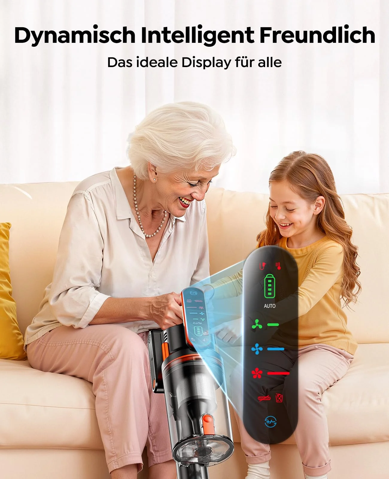 Fieety Akku Staubsauger,600W/50kPa/65Min Staubsauger Kabellos mit Wandmontierte Ladestation, Aromatherapie, Automatikmodus, Flexibles Biegegelenk, 1M Schlauch für Hartböden Teppiche Tierhaare Auto - Image 3