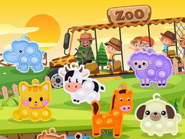 FILMINK 30PCS Stück Pop on It für Kinder Tierische Fidget-Spielzeug Schlüsselanhänger - Kindergeburtstag Mitgebsel & Stressabbau Spielzeug für Schule, Weihnachtsfeiern und Überraschungstüten - Image 3