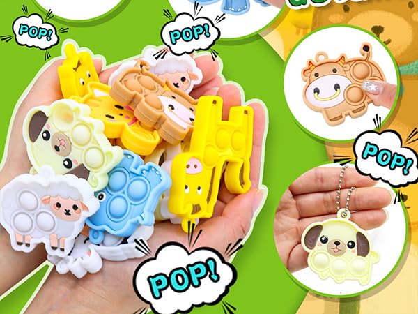 FILMINK 30PCS Stück Pop on It für Kinder Tierische Fidget-Spielzeug Schlüsselanhänger - Kindergeburtstag Mitgebsel & Stressabbau Spielzeug für Schule, Weihnachtsfeiern und Überraschungstüten - Image 4