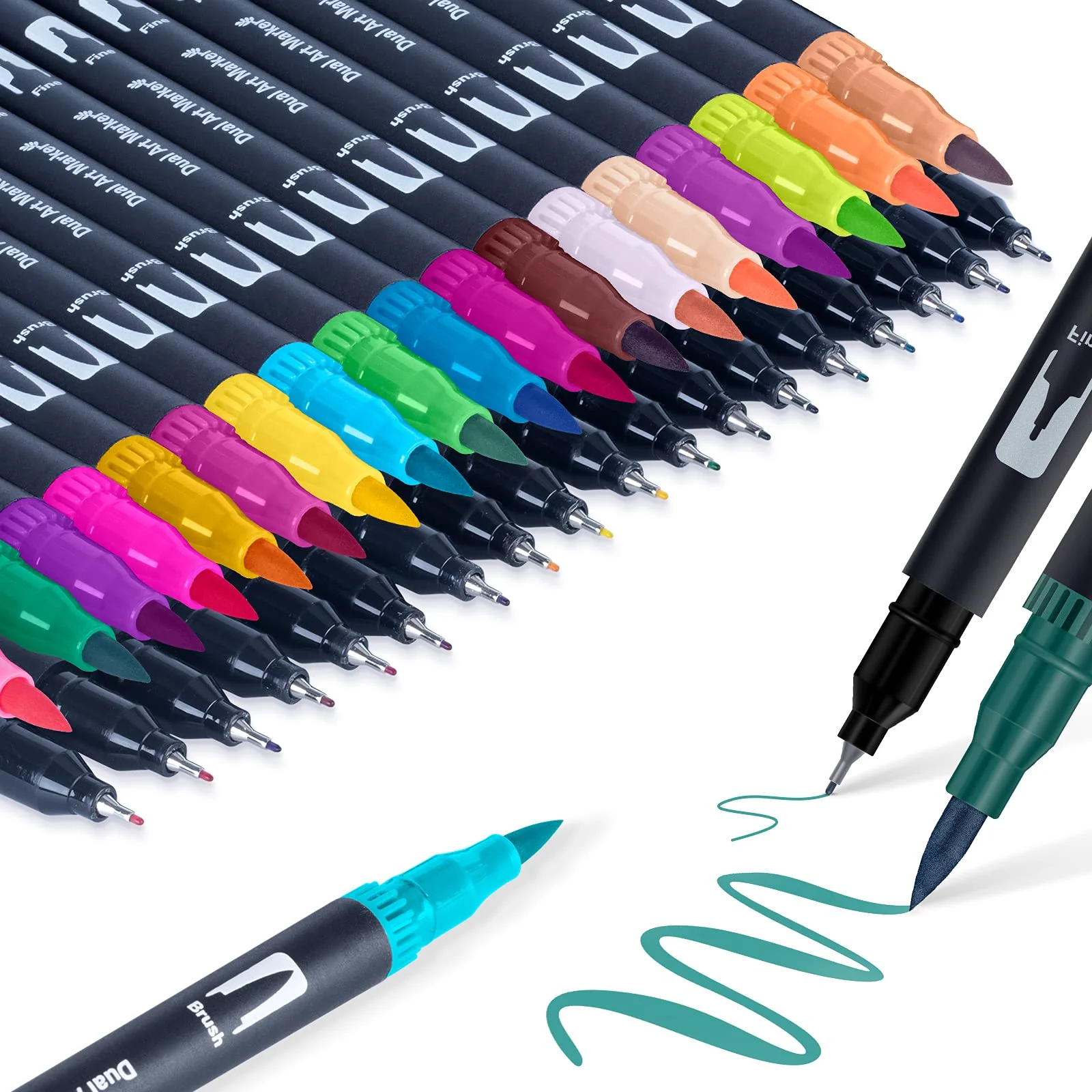 Filzstifte Set Dual Brush Pen, 36 Farben Aquarellstifte Filzstifte Dicke und Dünne, Stifte Fineliner- Stifte Set mit Feiner Spitze und Pinselspitze für Mandalas, Malbücher, Zeichnen und Lettering