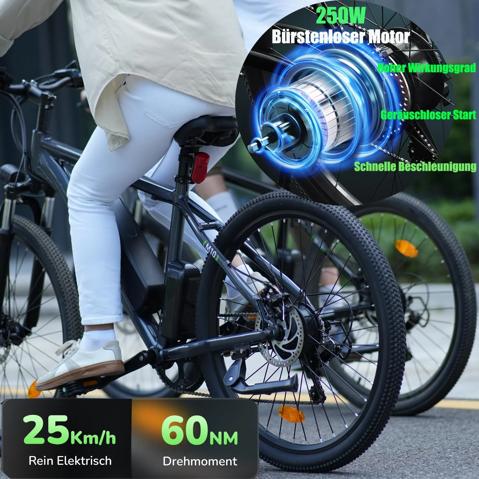Finbike E Bike mit USB-Slot, 26" Elektrofahrrad Abnehmbarer 10400mAh Akku,7-Gang Pro,3.5H Schnellladung,5 Fahrmodi,E-Mountainbike Reichweite Max 100km,250W Electric Fahrrad Herren Damen - Image 7