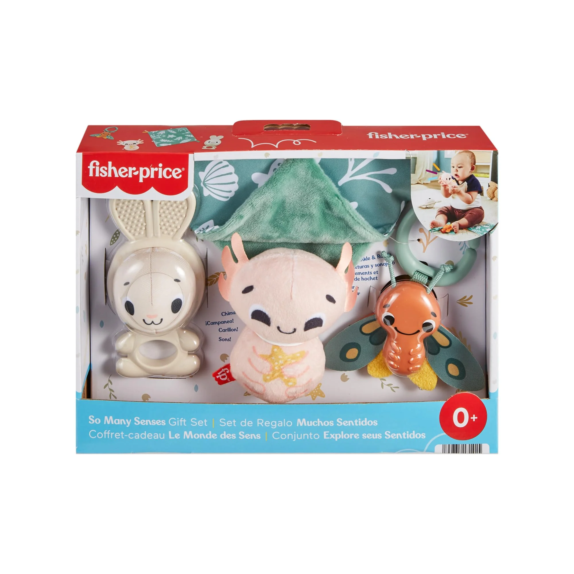 Fisher-Price Baby Sensorische Erlebnisse Geschenkset mit feinmotorischen Aktivitäten für Neugeborene, 4 Teile, HRB17 - Image 2