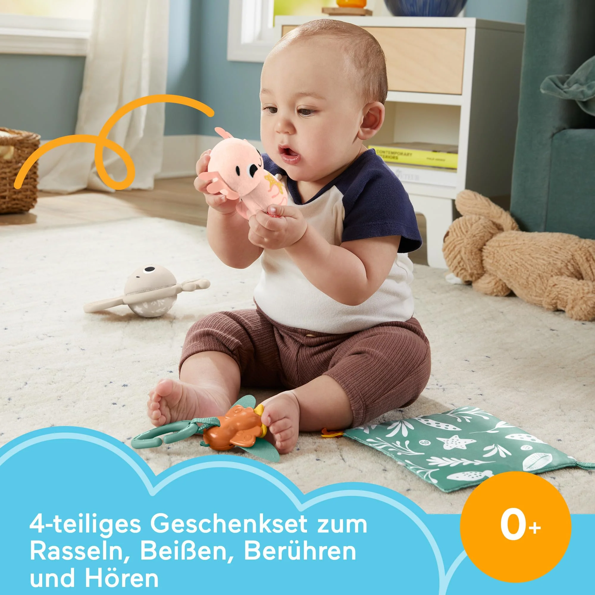 Fisher-Price Baby Sensorische Erlebnisse Geschenkset mit feinmotorischen Aktivitäten für Neugeborene, 4 Teile, HRB17 - Image 6
