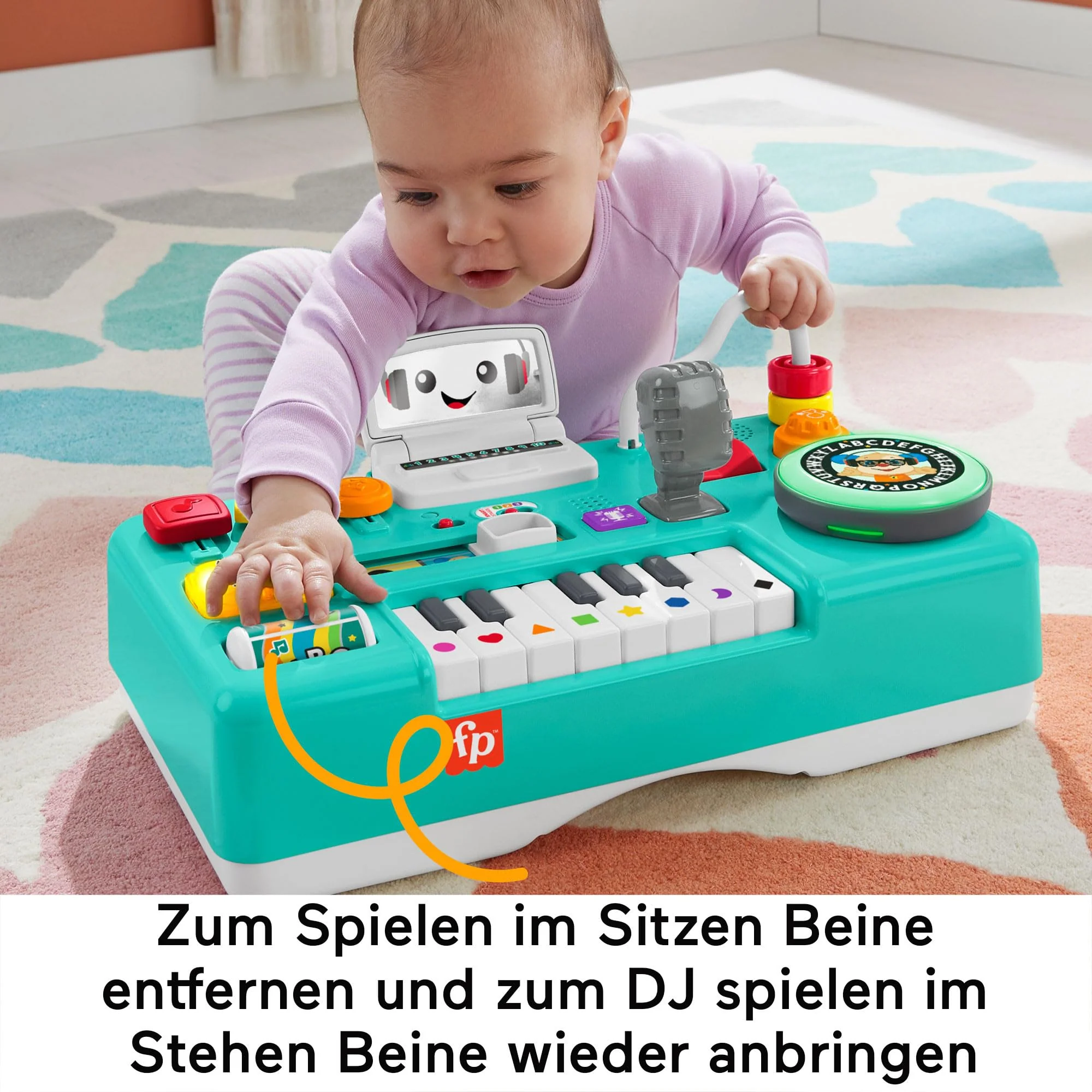 Fisher-Price Lernspaß DJ Spieltisch - musikalisches Lernspielzeug mit 3 Klavierspielmodi, Lichtern, Version: Niederländisch; Englisch; Französisch; Deutsch; Italienisch, HRB67 - Image 3