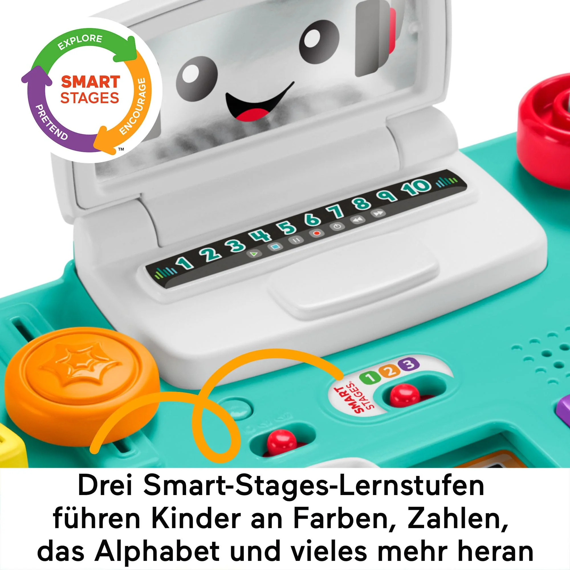 Fisher-Price Lernspaß DJ Spieltisch - musikalisches Lernspielzeug mit 3 Klavierspielmodi, Lichtern, Version: Niederländisch; Englisch; Französisch; Deutsch; Italienisch, HRB67 - Image 4