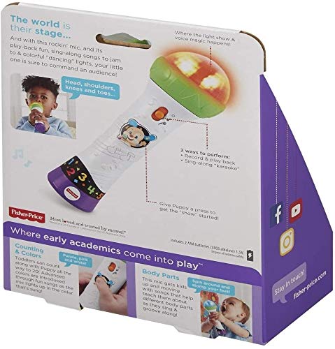 Fisher-Price Lernspaß Mikrofon - musikalisches Lernspielzeug mit Aufnahme- und Abspielfunktion, Liedern, Lichtern und Karaoke-Funktion, regt zur Bewegung an, ab 18 Monaten, Version: Italienisch, FBP33 - Image 4