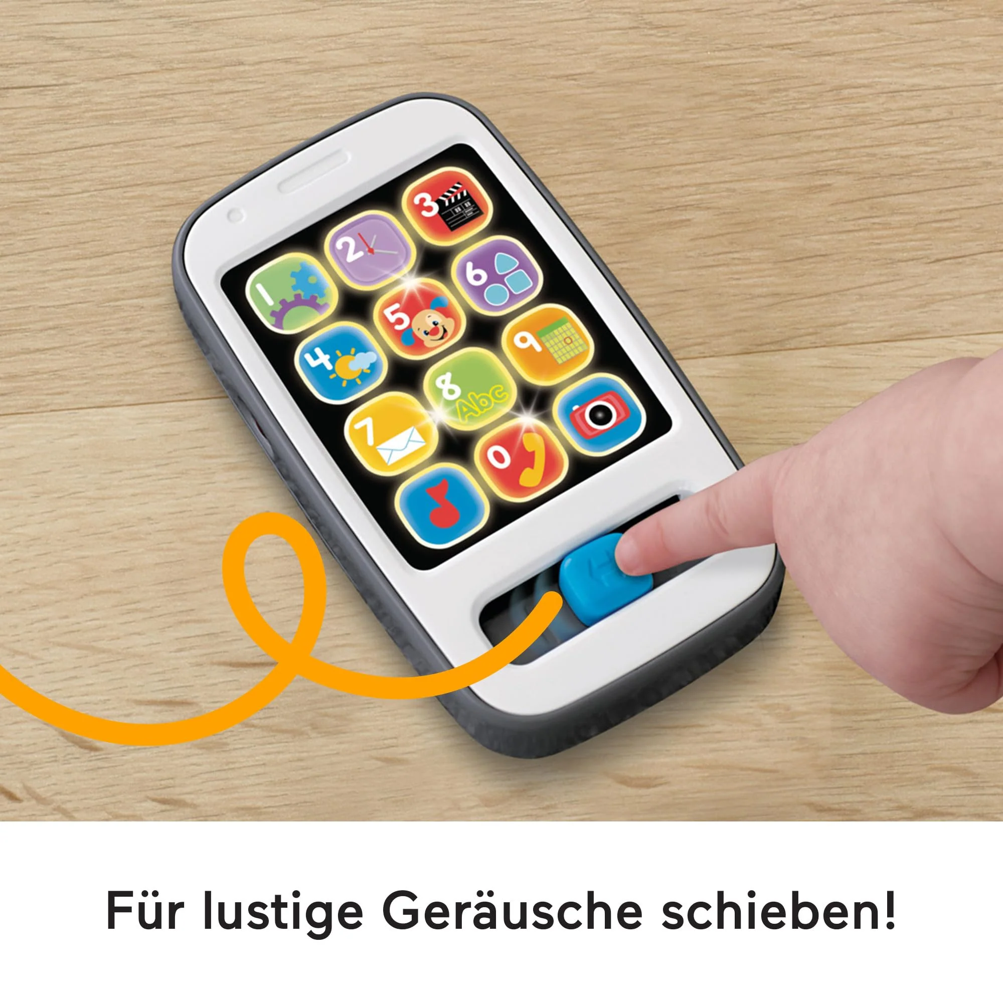 Fisher-Price Lernspaß Musikspielzeug für Babys und Kleinkinder Smartphone mit Lichtern für Kinder ab 6 Monaten, grau, deutsche Version, HXB89 - Image 4
