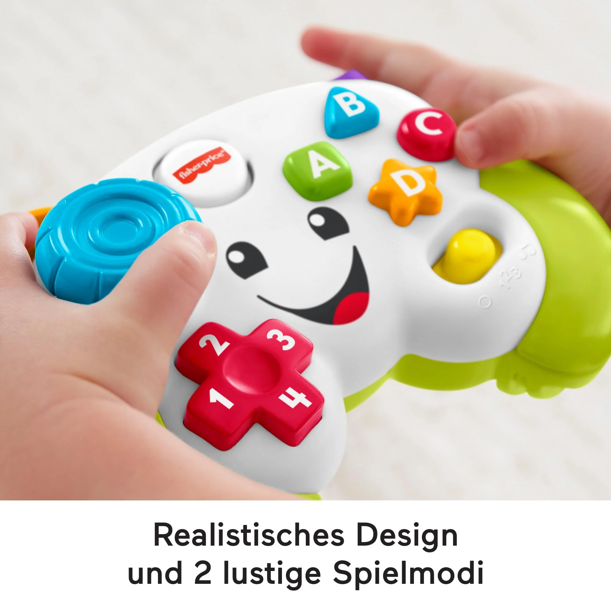 Fisher-Price Lernspaß Spiel-Controller für Babys und Kleinkinder in Grün, Videospiel-Attrappe mit Musik und Leuchtfunktion für Babys ab 6 Monaten, deutsche Version, HXB62 - Image 4