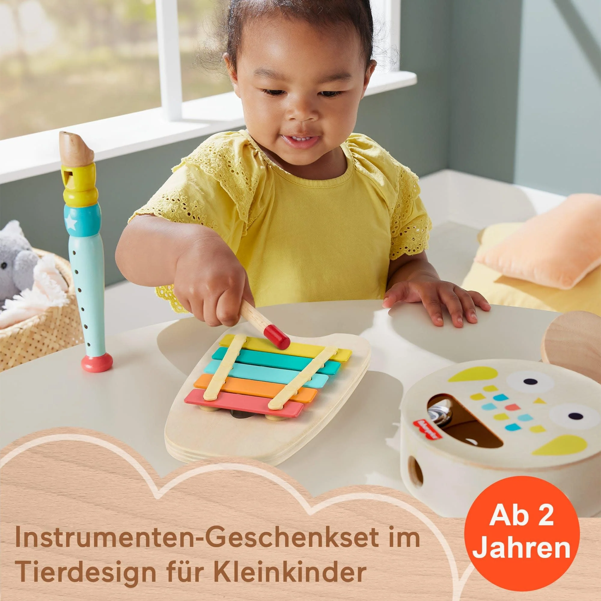 Fisher-Price Musik-Geschenkset für Kleinkinder mit Tierspielzeug-Instrumenten, 6 Holzteile für Kinder ab 2 Jahren, HXT90 - Image 6