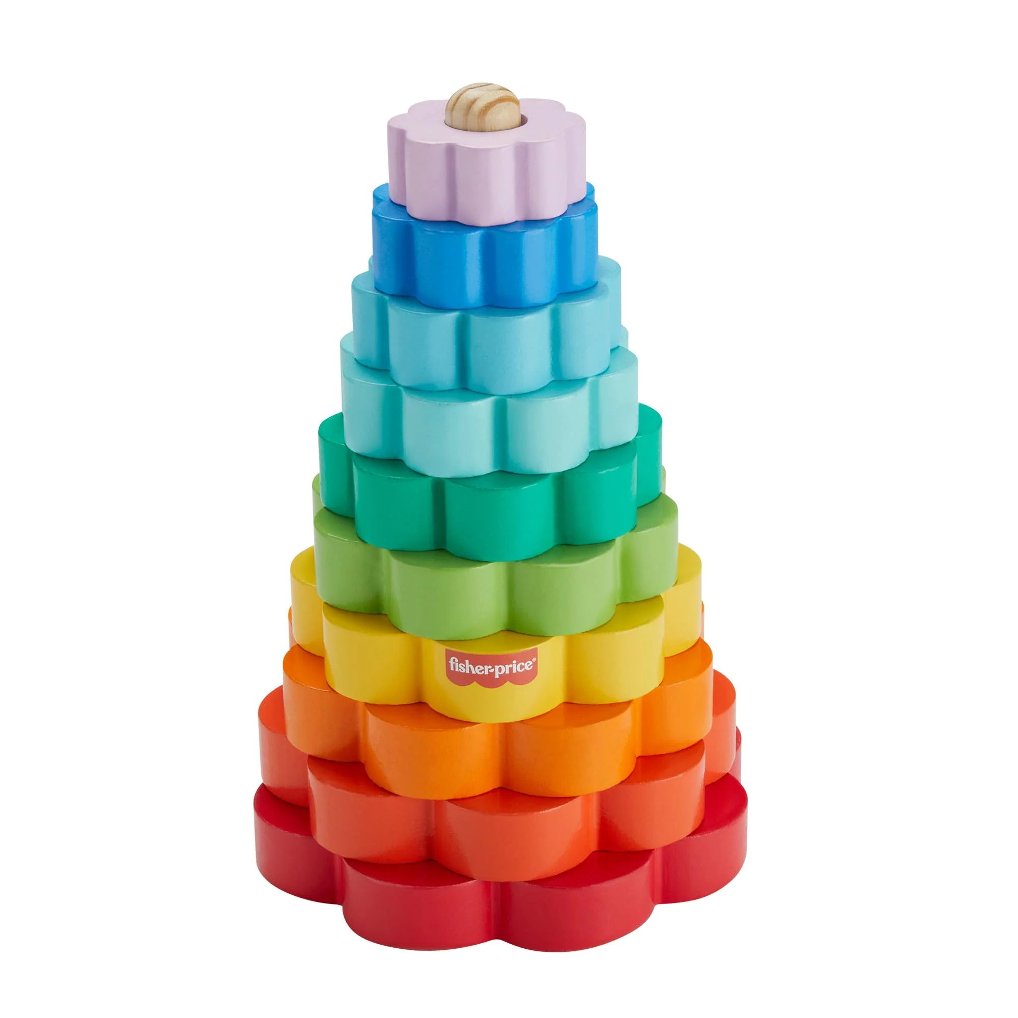 Fisher-Price Ring-Stapelspielzeug aus Holz für Kleinkinder, 10 Holzteile für Stapelspielspaß für Kinder ab 18 Monaten, HXT77