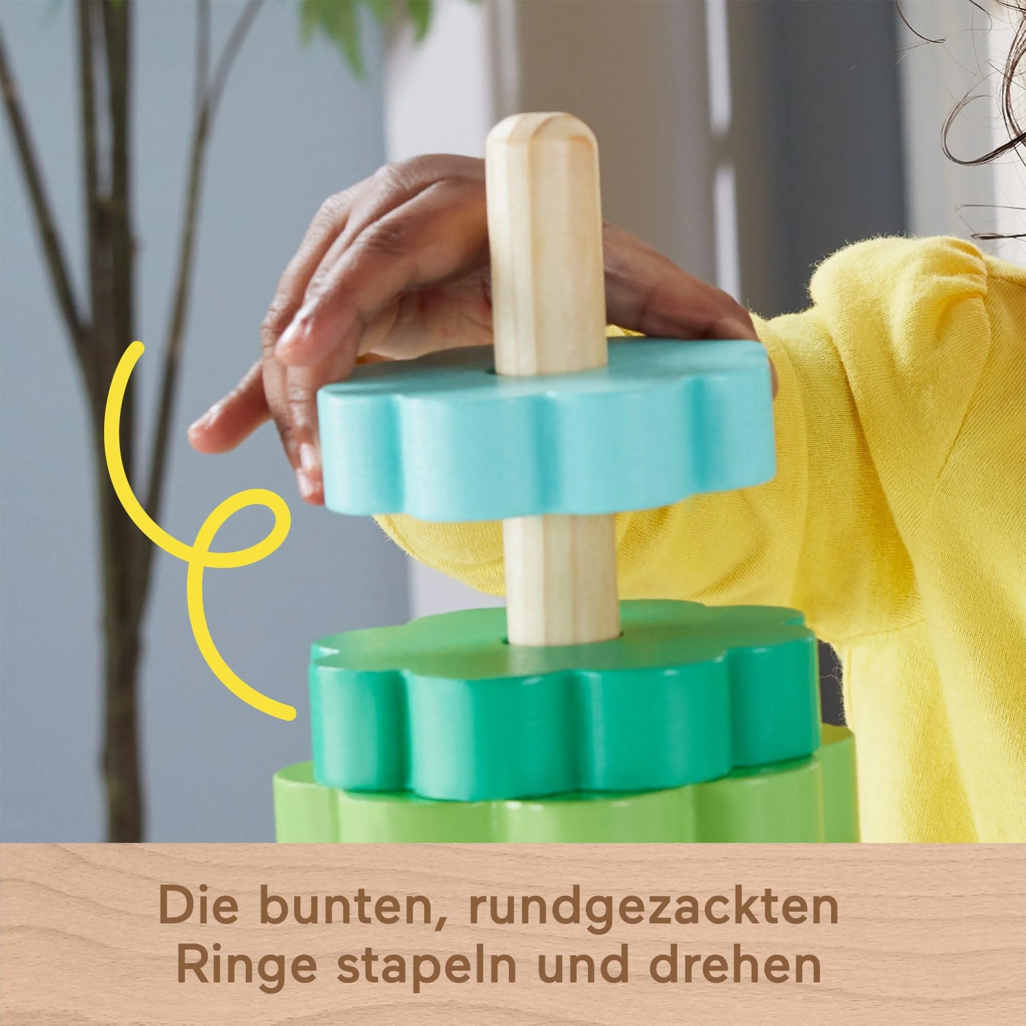 Fisher-Price Ring-Stapelspielzeug aus Holz für Kleinkinder, 10 Holzteile für Stapelspielspaß für Kinder ab 18 Monaten, HXT77 - Image 4