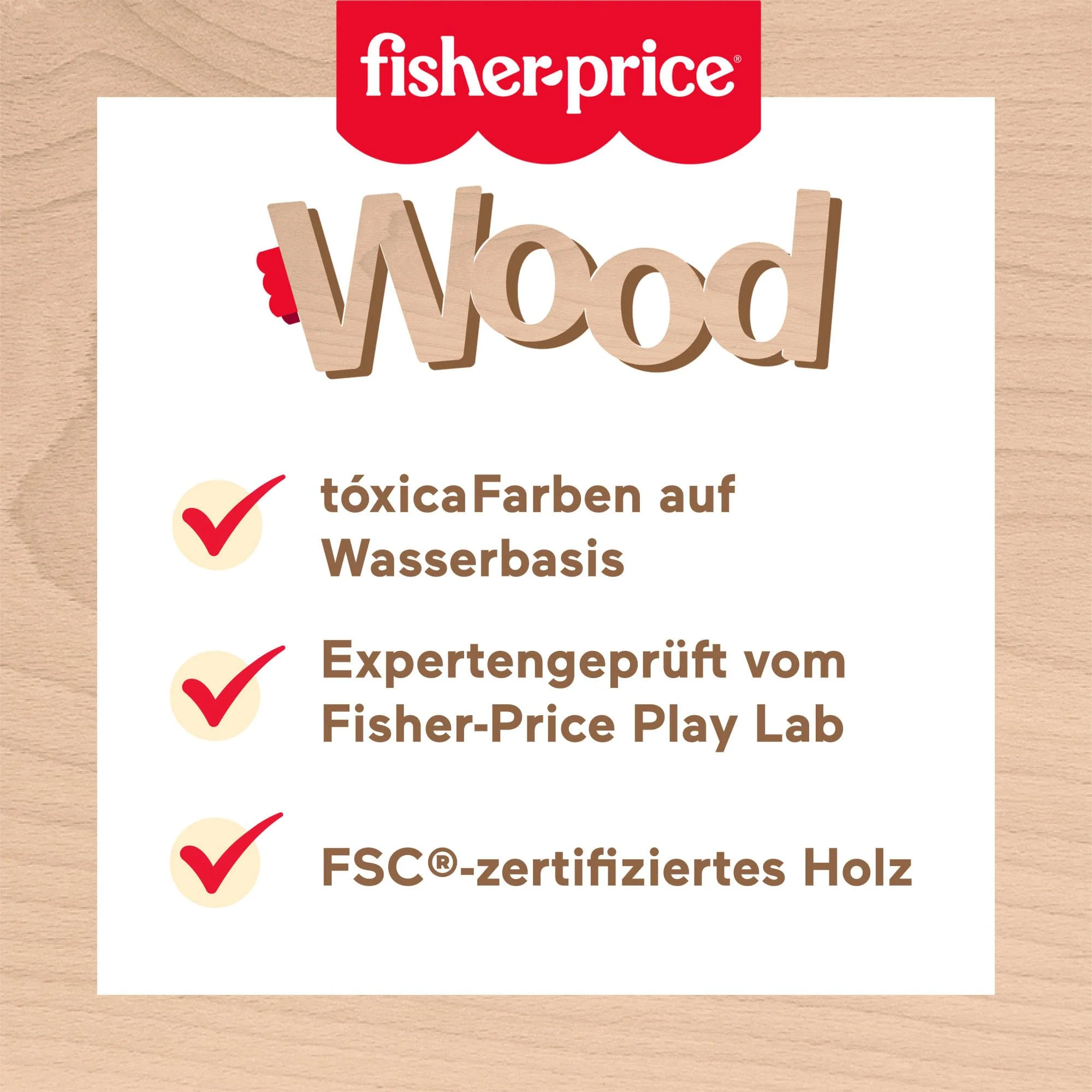Fisher-Price Ring-Stapelspielzeug aus Holz für Kleinkinder, 10 Holzteile für Stapelspielspaß für Kinder ab 18 Monaten, HXT77 - Image 5