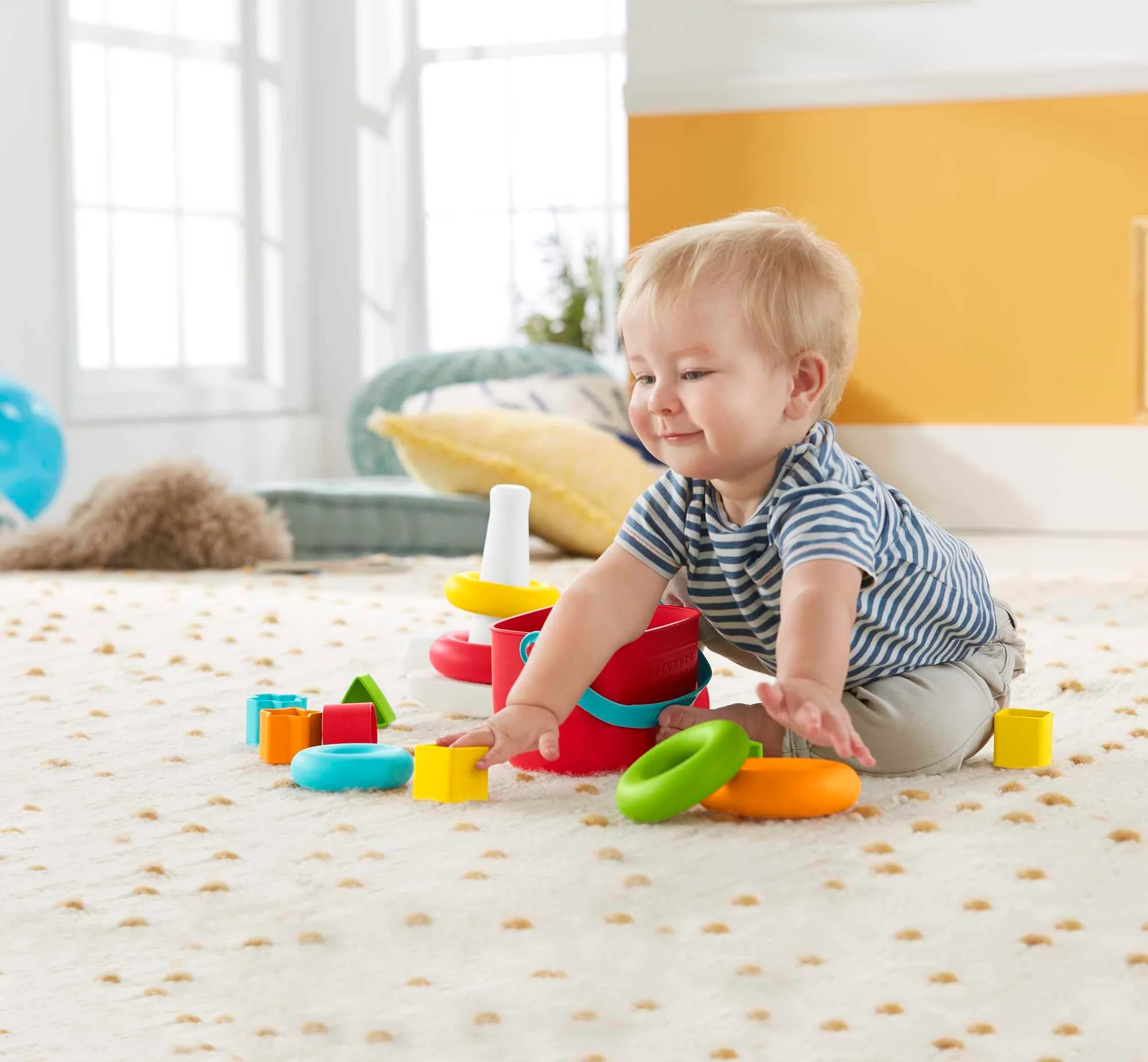 Fisher-Price Rock-a-Stack Eco Ringturm | Babyspielzeug ab 6 Monate | Steckturm & Stapelringe | Baby-Stapelring & Ringpyramide | Baby-Geschenk | Stapelturm ab 1 Jahr | Pyramide Baby Spielzeug, GRF09 - Image 2