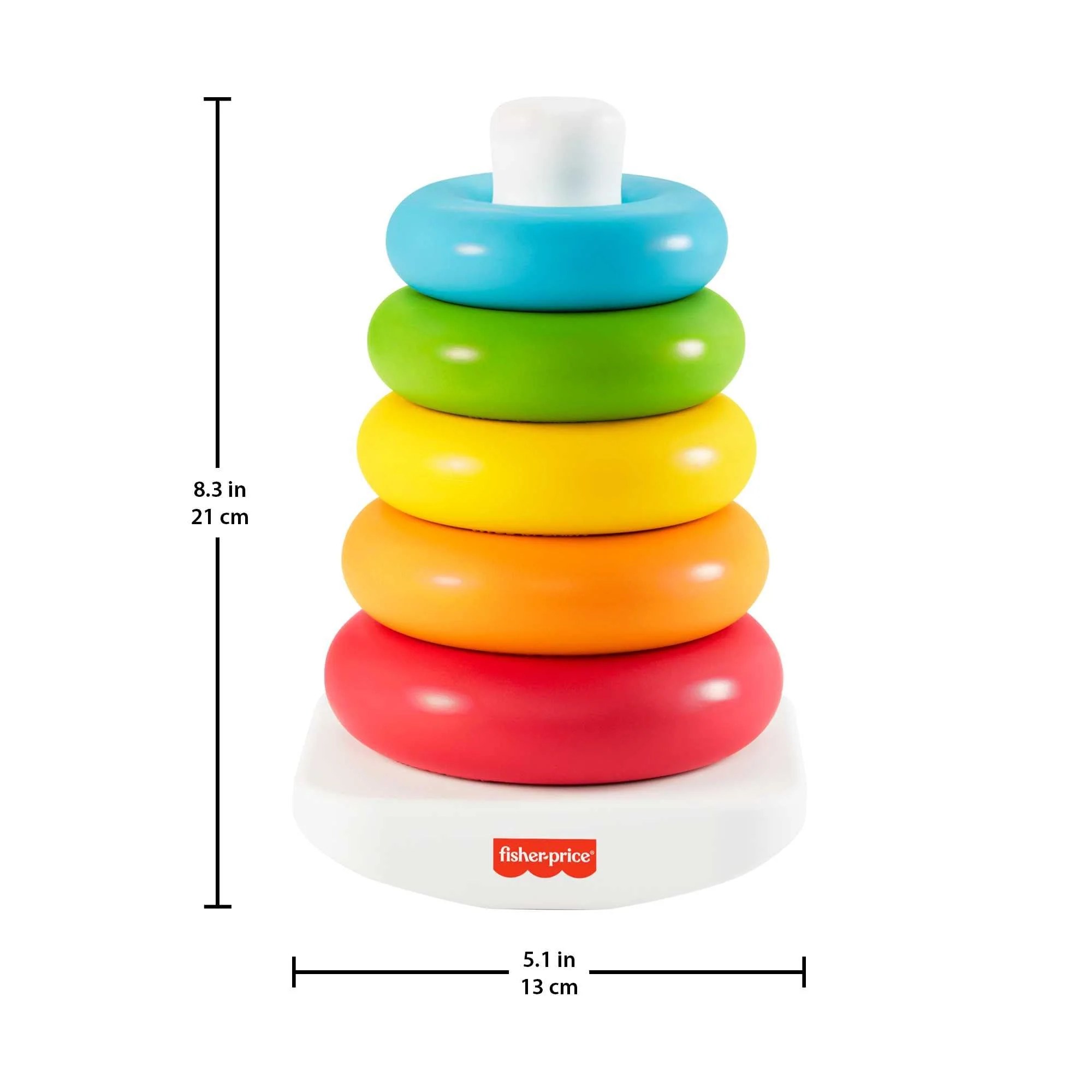 Fisher-Price Rock-a-Stack Eco Ringturm | Babyspielzeug ab 6 Monate | Steckturm & Stapelringe | Baby-Stapelring & Ringpyramide | Baby-Geschenk | Stapelturm ab 1 Jahr | Pyramide Baby Spielzeug, GRF09 - Image 5