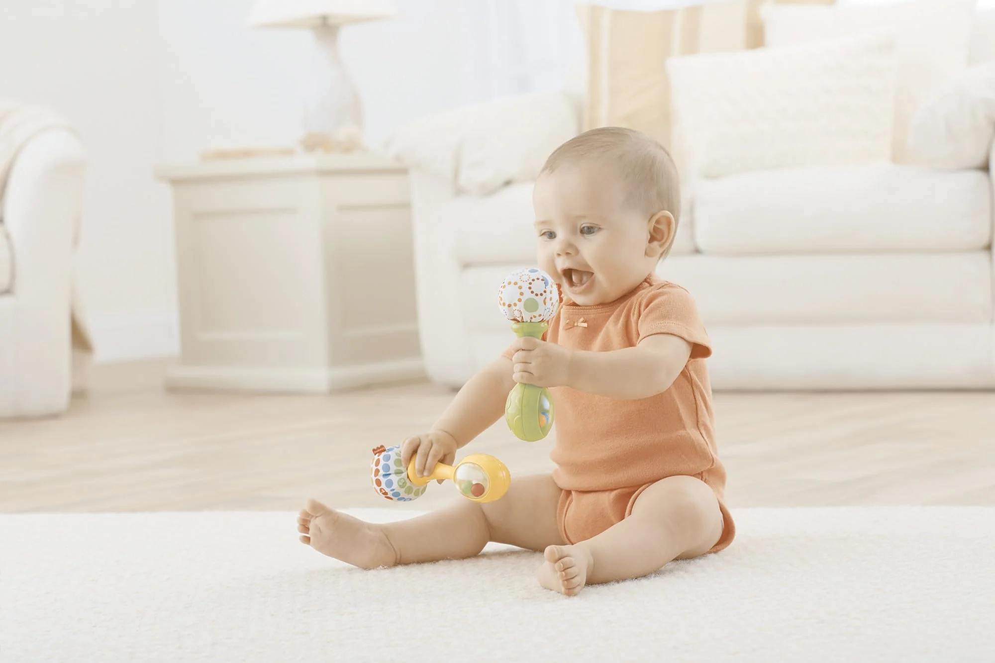 Fisher-Price Rumba-Rasseln - Set aus 2 Rasseln mit bunten Perlen und weichen Griffen, fördert die sensorische Entwicklung und Feinmotorik, für Babys ab 3 Monaten, BLT33 - Image 6