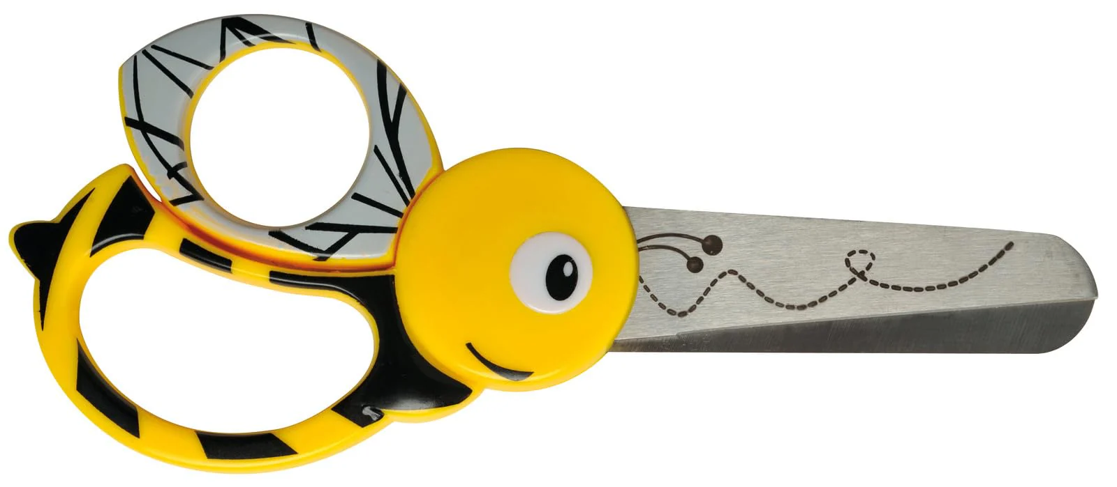 Fiskars Kinder-Tierschere mit Bienen-Motiv, Ab 4 Jahren, Länge: 13 cm, Für Rechts- und Linkshänder, Rostfreie Stahl-Klinge/Kunststoff-Griffe, Gelb, 1003747
