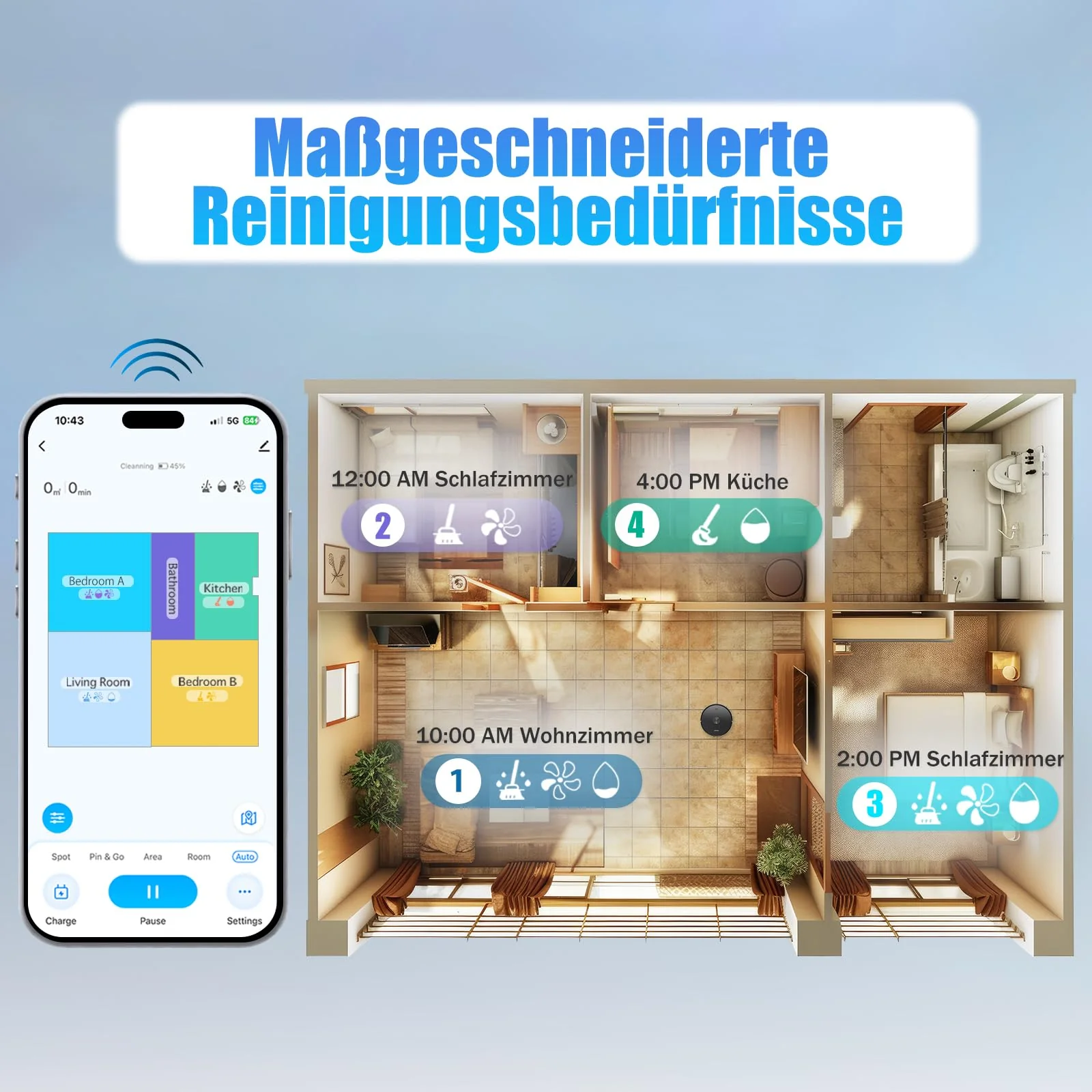 FIXR Saugroboter mit Wischfunktion und Absaugstation, 3.5L Staubsauger Roboter, LiDAR Navigation, 180Min Laufzeit Roboterstaubsauger für Teppich und Tierhaare, App/Alexa/Fernsteuerung Steuerung - Image 4