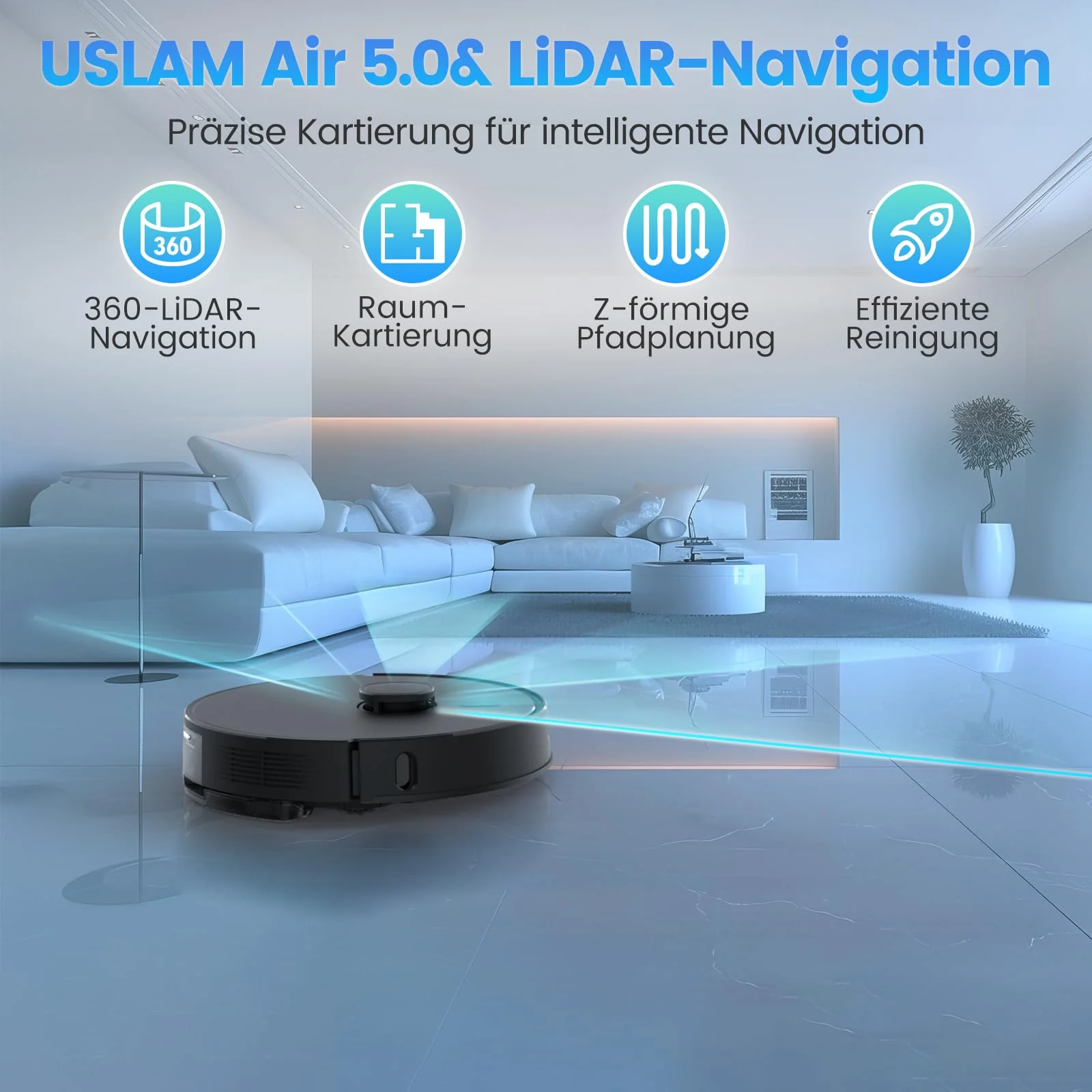 FIXR Saugroboter mit Wischfunktion und Absaugstation, 3.5L Staubsauger Roboter, LiDAR Navigation, 180Min Laufzeit Roboterstaubsauger für Teppich und Tierhaare, App/Alexa/Fernsteuerung Steuerung - Image 5