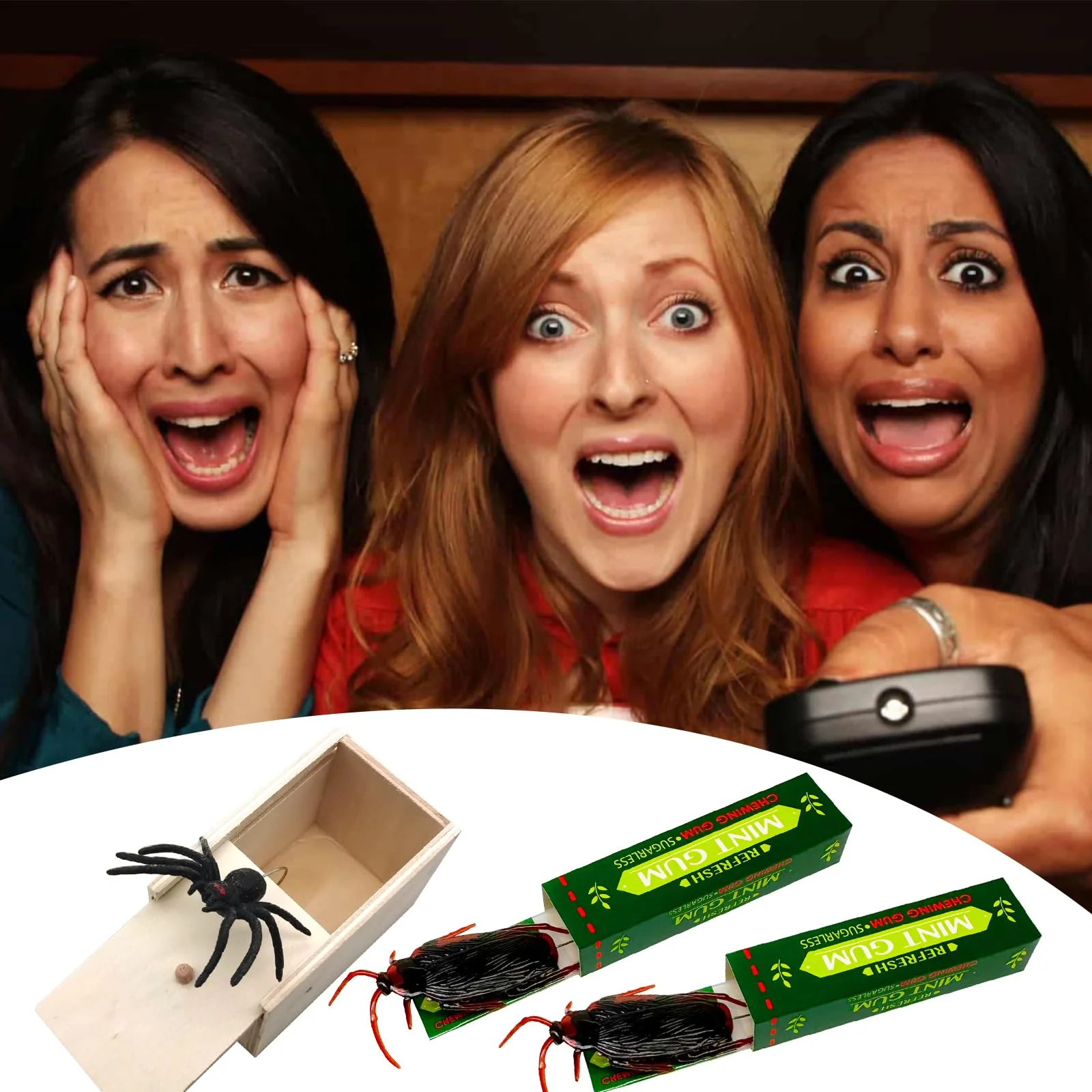 Fiyuer 4 Stück Scherzartikel, Spinne in der Box Kaugummi Prank Requisite, Spider Prank Box Scherzartikel Spinne Spinne Box Streich Spider Scare Box für Kinder Erwachsene Party - Image 3