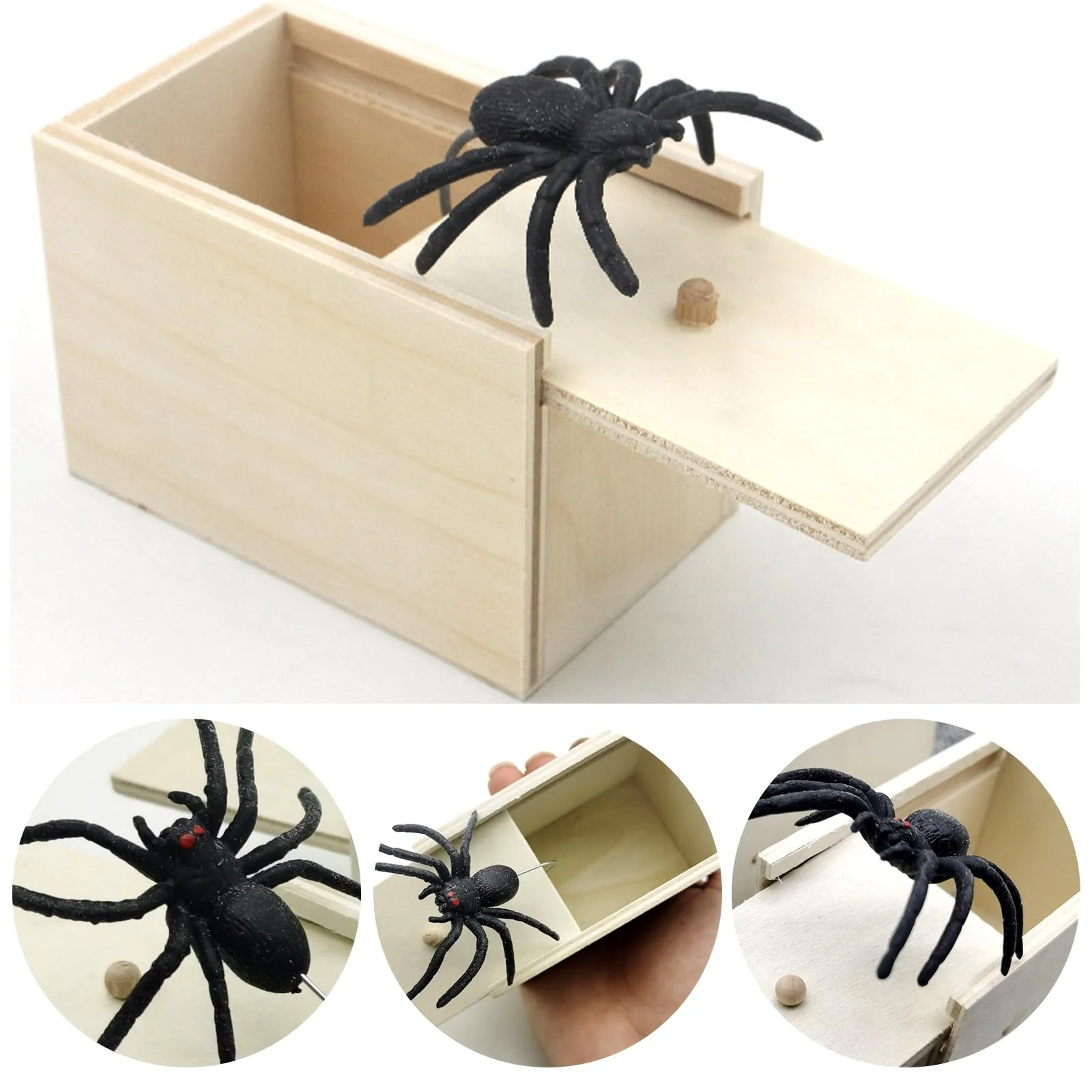 Fiyuer 4 Stück Scherzartikel, Spinne in der Box Kaugummi Prank Requisite, Spider Prank Box Scherzartikel Spinne Spinne Box Streich Spider Scare Box für Kinder Erwachsene Party - Image 6