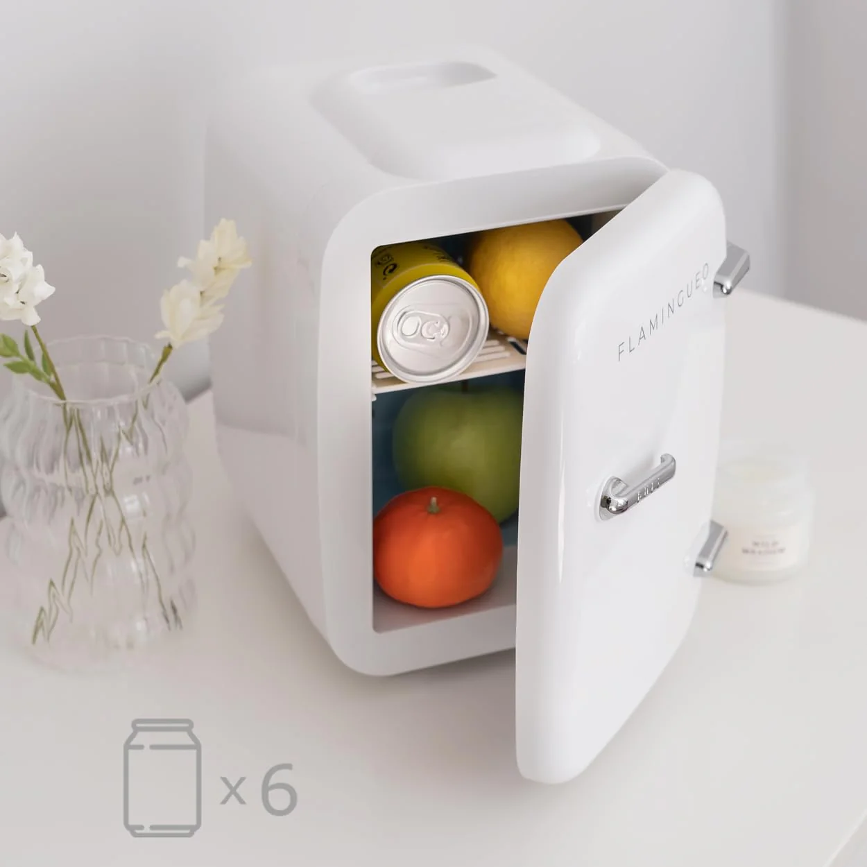 Flamingueo Mini Kühlschrank - Kühlschrank Klein 4L, 12V/220V, Mini Fridge, Skincare, Funktion Kühlen und Heizen, Tischkühlschrank, Kosmetik Kühlschrank - Image 12