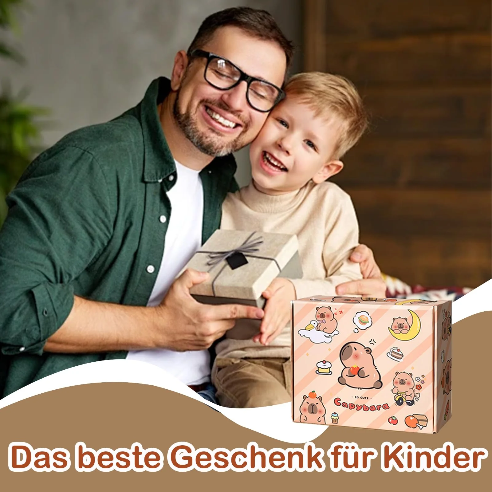 Flanliy Capybara Schreibwaren Set |Capybara Sachen Federmäppchen Aesthetic Groß Mit Bleistifte, Aufkleber, Bleistiftspitzer,Süßes Schreibwaren Geschenkset für Kinder (A) - Image 2