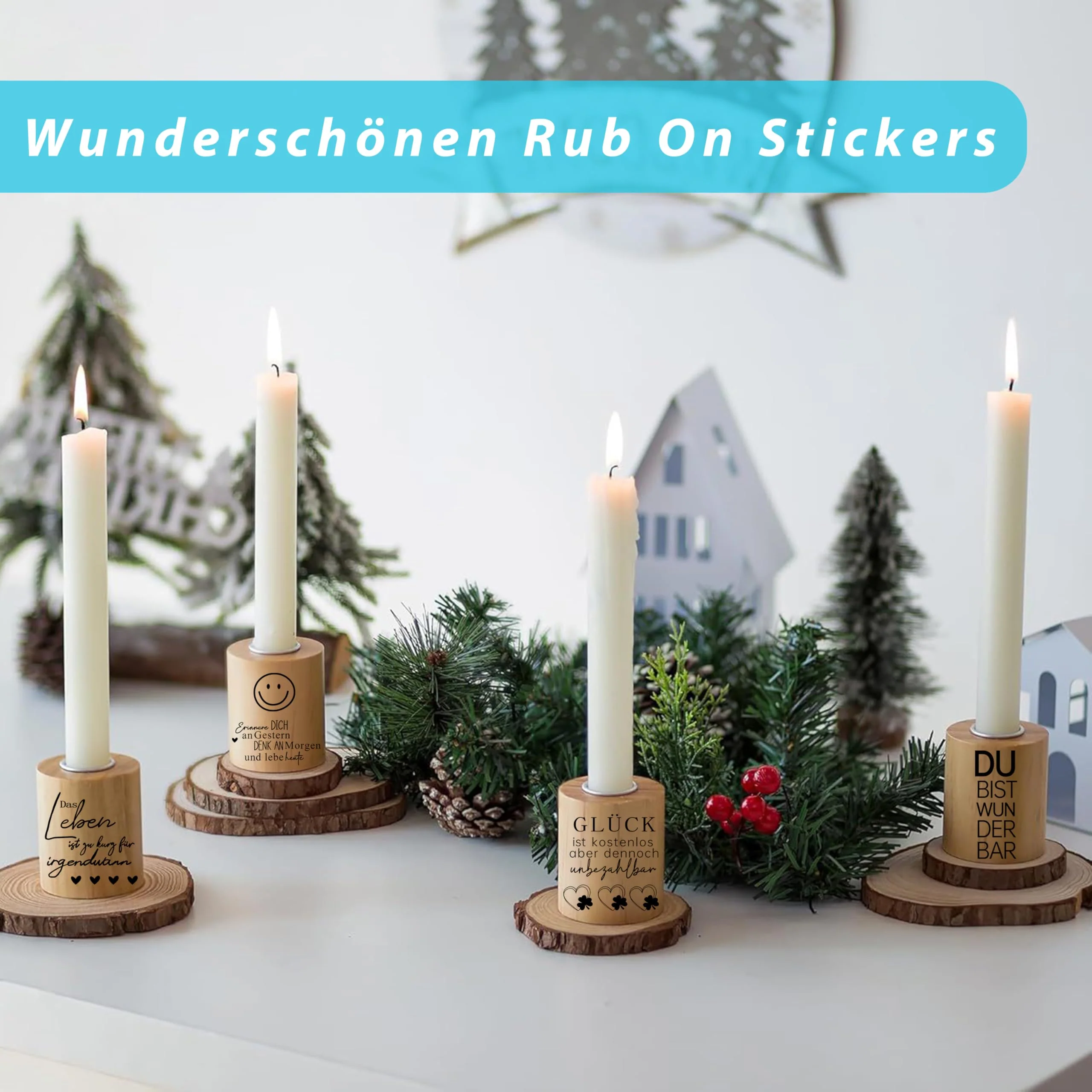 FloraVigo Rub On Sticker ca.A5 19x14cm-Spruch Deko zum Geburtstag, Keraflott, Hochzeit, Zuhause, Wischfolie für Möbel, Glas, Holz, Fotoalbum, DIY Deko, Aufkleberästhetik(4PCS) (SCHÖNE SPRÜCHE) - Image 3