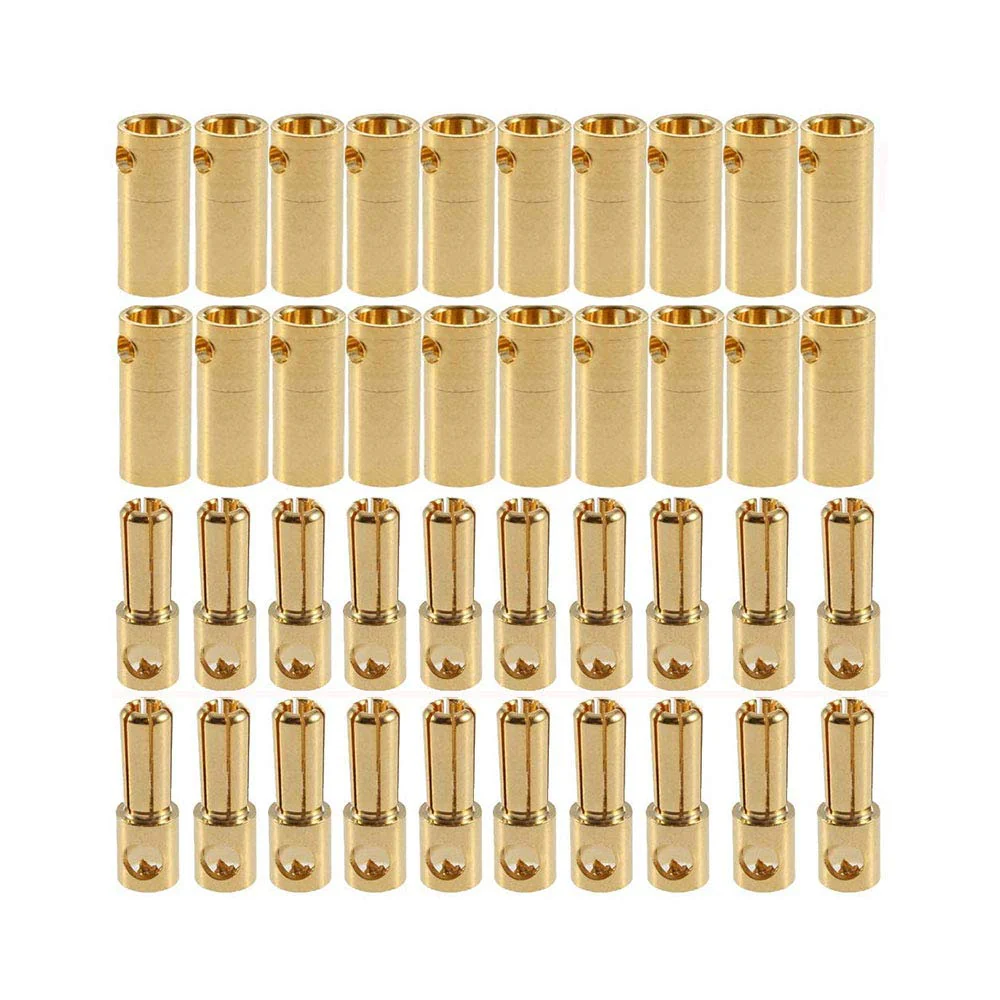 FLY RC 20 Paar vergoldet 5,0mm 5mm Bananenstecker Bullet Stecker Buchse Adapter für ESC Motor RC Lipo