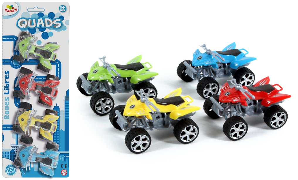 FLYPOP'S - Mini Quad - Mini Fahrzeug - 028990LIN - Mehrfarbig - Kunststoff - Freilauf Fahrzeug - Miniatur - Auto - Kinderspielzeug - 7 cm x 4 cm - Ab 3 Jahren