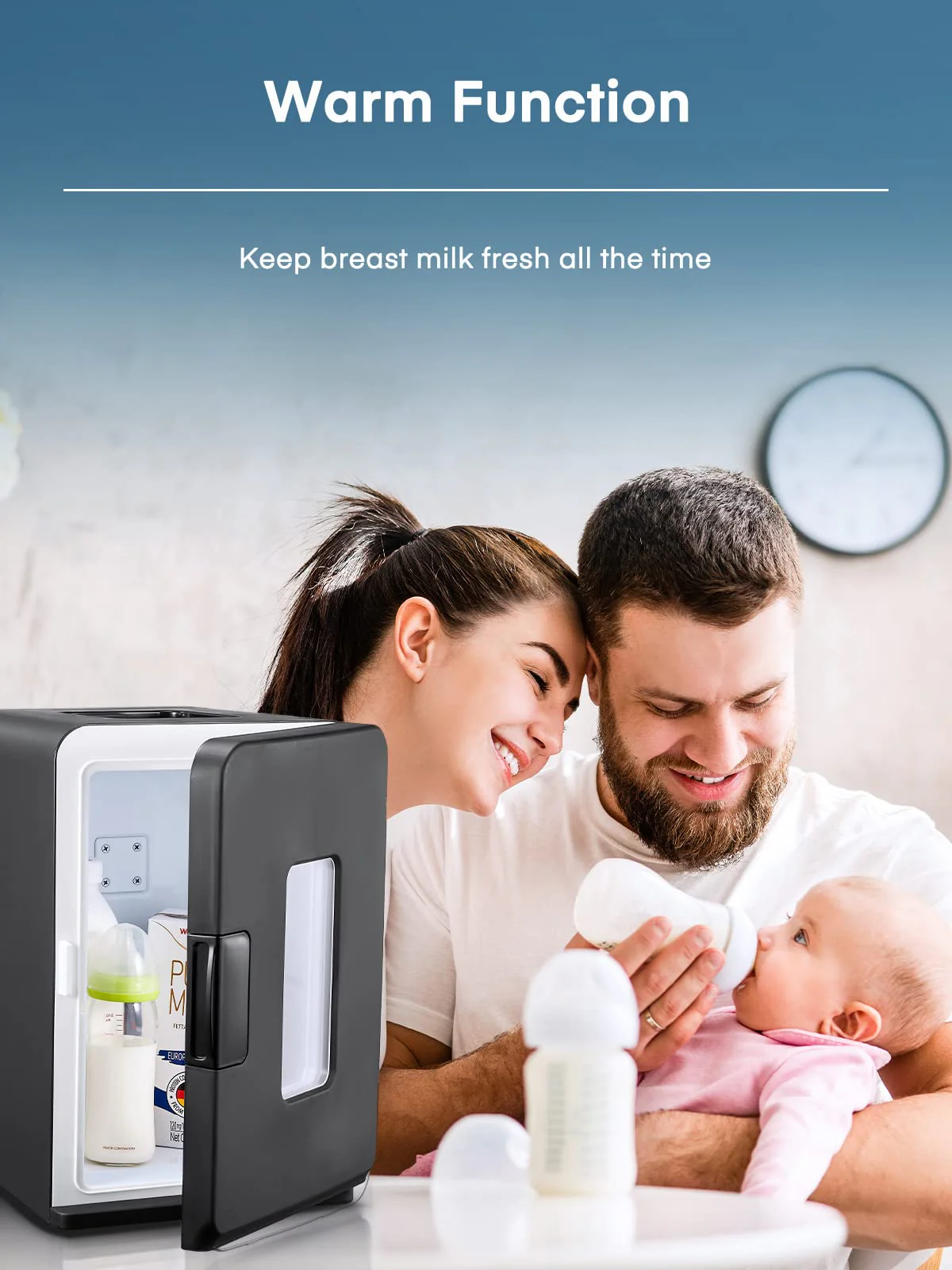 FOHERE 2 in 1 Mini Kühlschrank, 15L Kühlschrank für Zimmer mit Kühl- und Heizfunktion, DC/AC für Autos, Büros und Wohnheim, ECO-Low-Noise-Modus, für Kosmetik und Getränke, Schwarz - Image 2