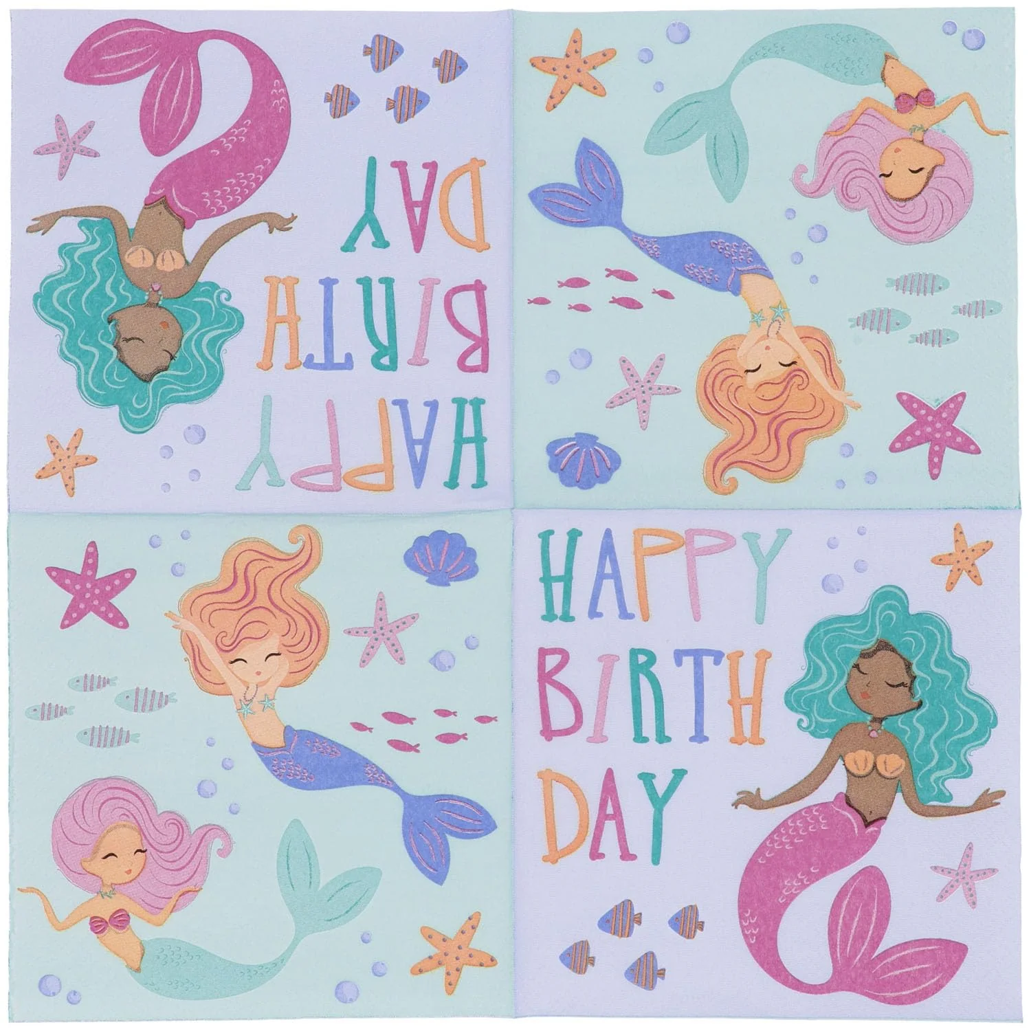 Folat 23928 Meerjungfrau Geburtstag Deko Blau mit Irisierende Glitzer - Servietten - Mermaid Magic - 33 x 33 cm - 20 Stück - Nixe Partygeschirr für Meerjungfrauparty - Image 2