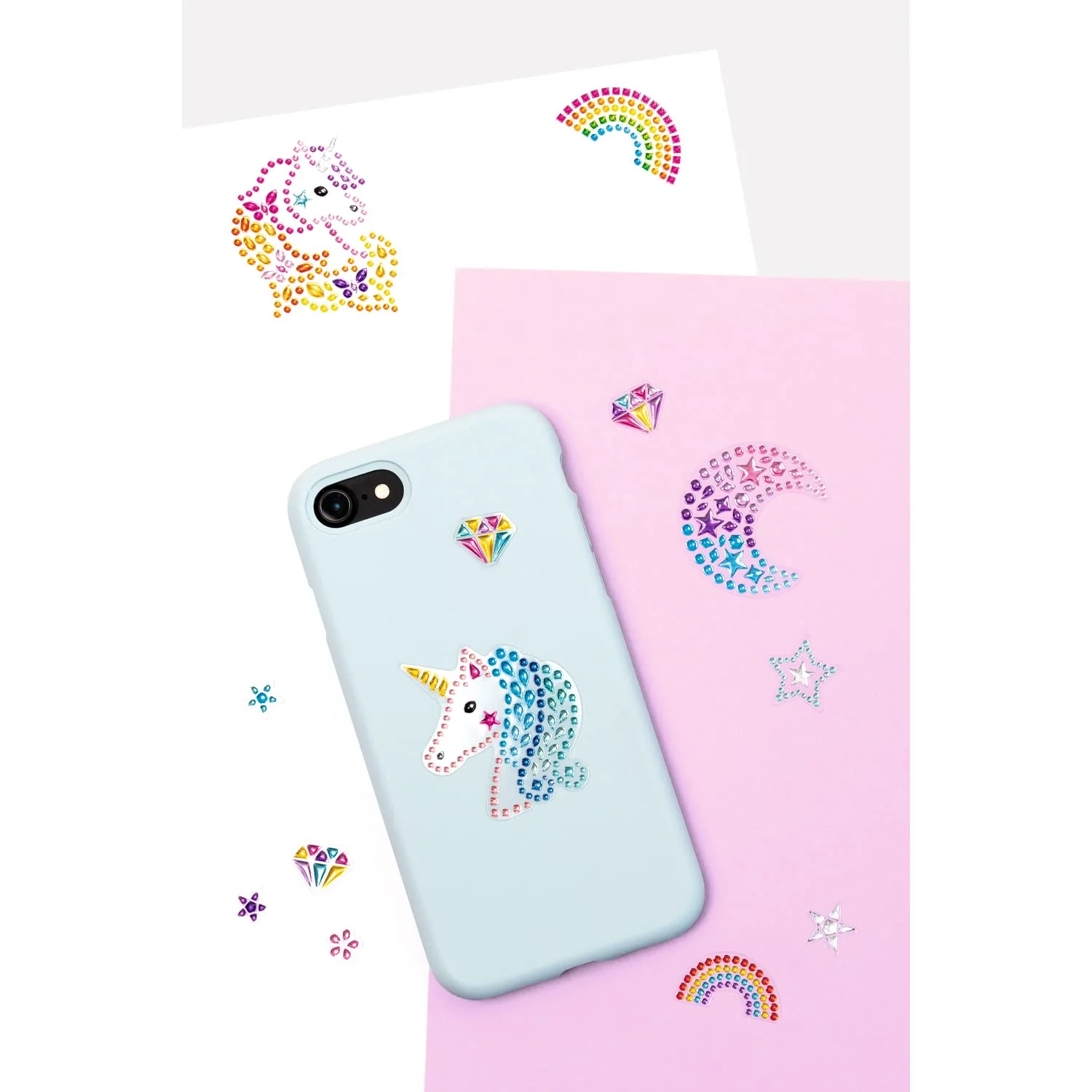 folia 18301 - Shiny Sticker, Unicorn, 15 Sticker, aus bunten Strasssteinen, in verschiedenen Motiven, einfach von der Folie abzuziehen - Image 2