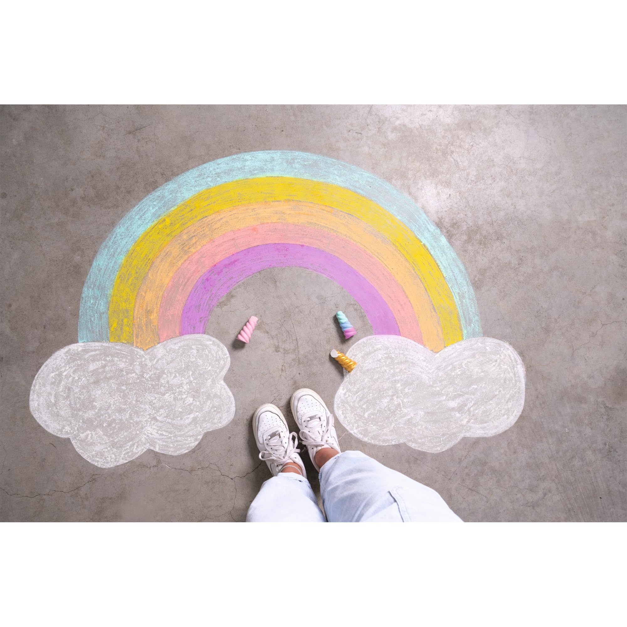 folia 380509 - Einhorn Straßenmalkreide für Kinder, 5 Stück in Regenbogenfarben, Unicorn Kreide im Horn-Design - Image 4