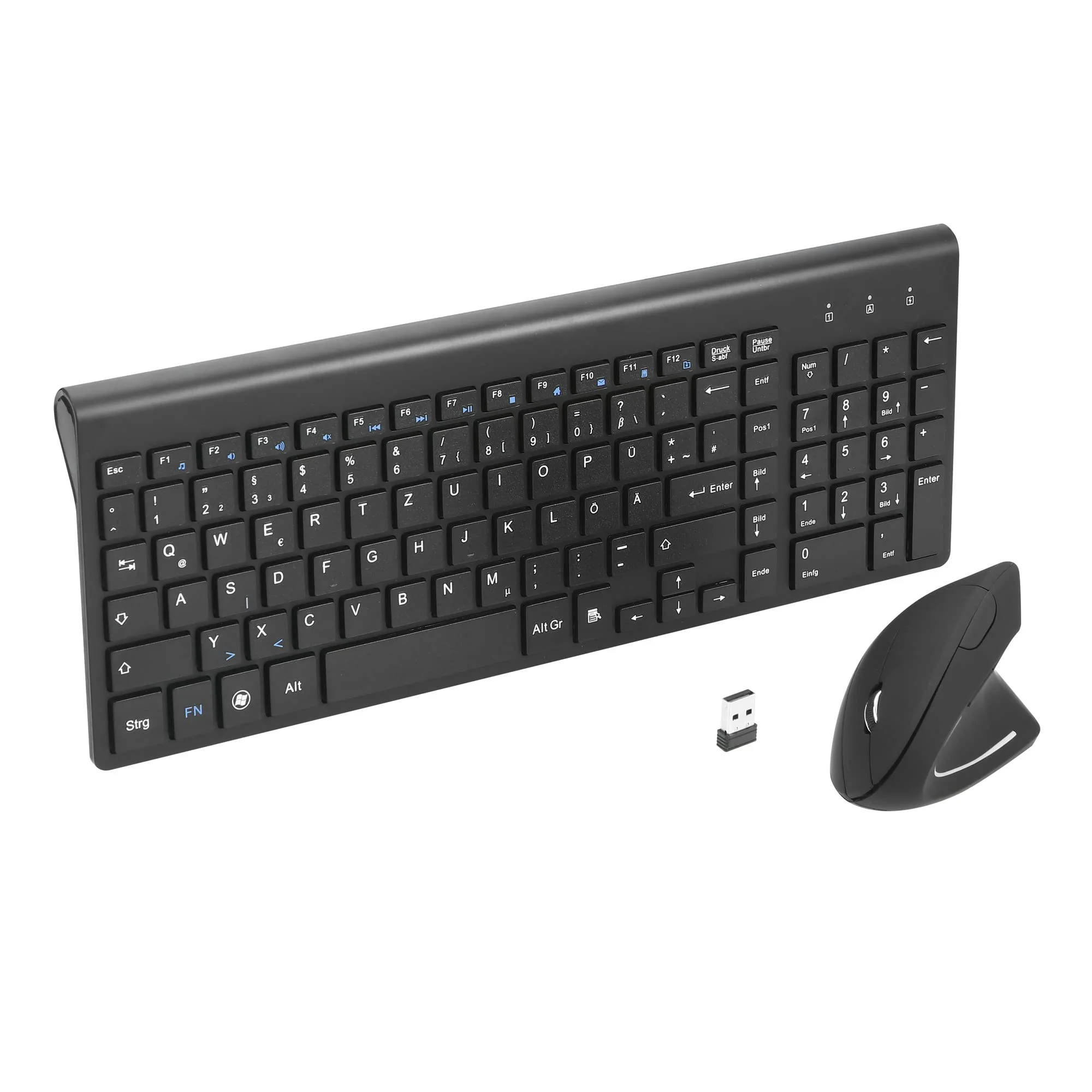 Fonicer 2,4 GHz Kabellose Vertikale Ergonomische Maus und Tastatur Combo Ultradünne tragbare Größe für PC Desktop Computer Laptop Mac Tablet, Black - Image 4