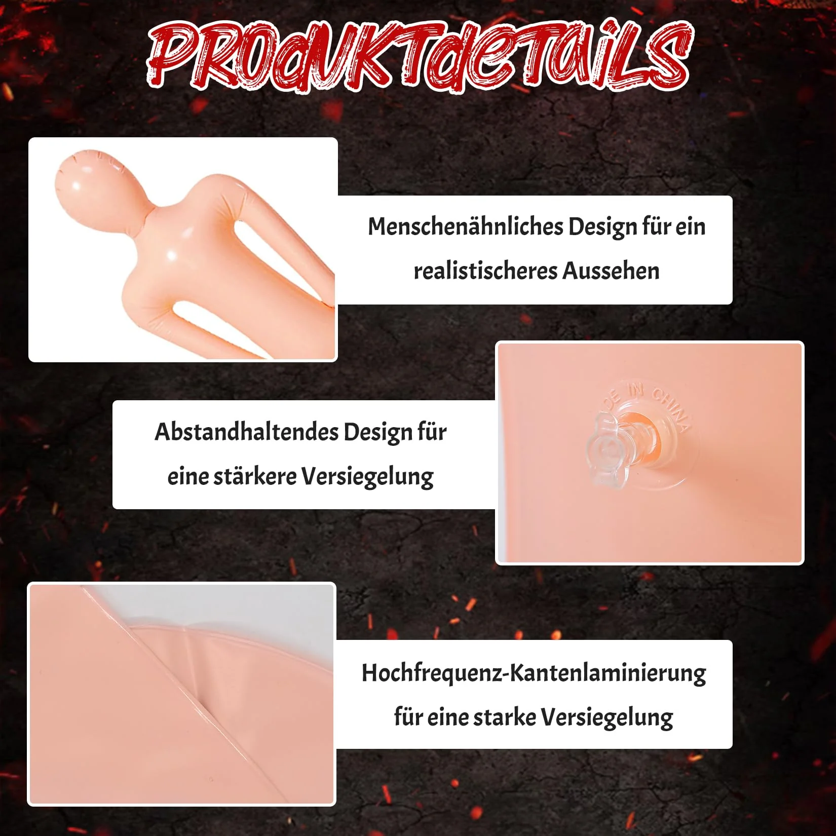 Forbabe 2 Sätze Halloween Gefälschte Leichen Requisiten, Gruselige Halloween Deko Hängende Leich Leichensack mit 150CM Aufblasbare Puppe Lebensgroß Blutige Tuch/Verbände Spinnennetz Spinne Luftpumpe - Image 6
