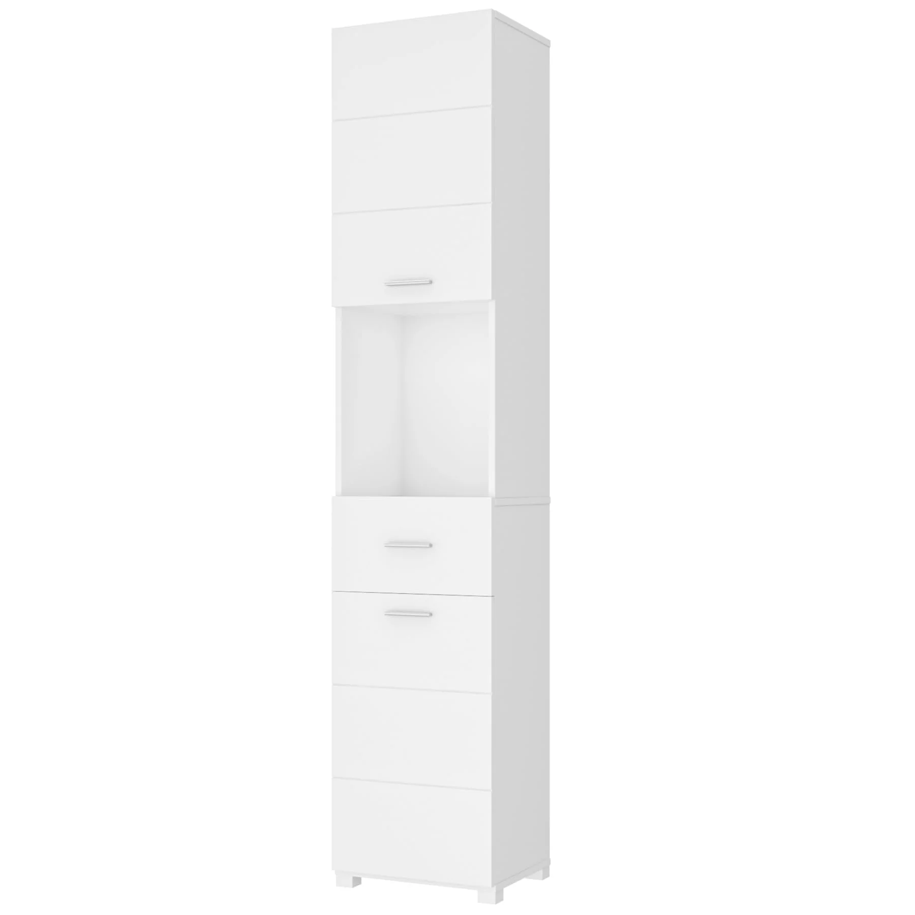 FOREHILL Badezimmerschrank, Badschrank, schmaler Badezimmer Hochschrank mit 2 Türen und 1 Schublade, 37x30x180cm, weiß - Image 6