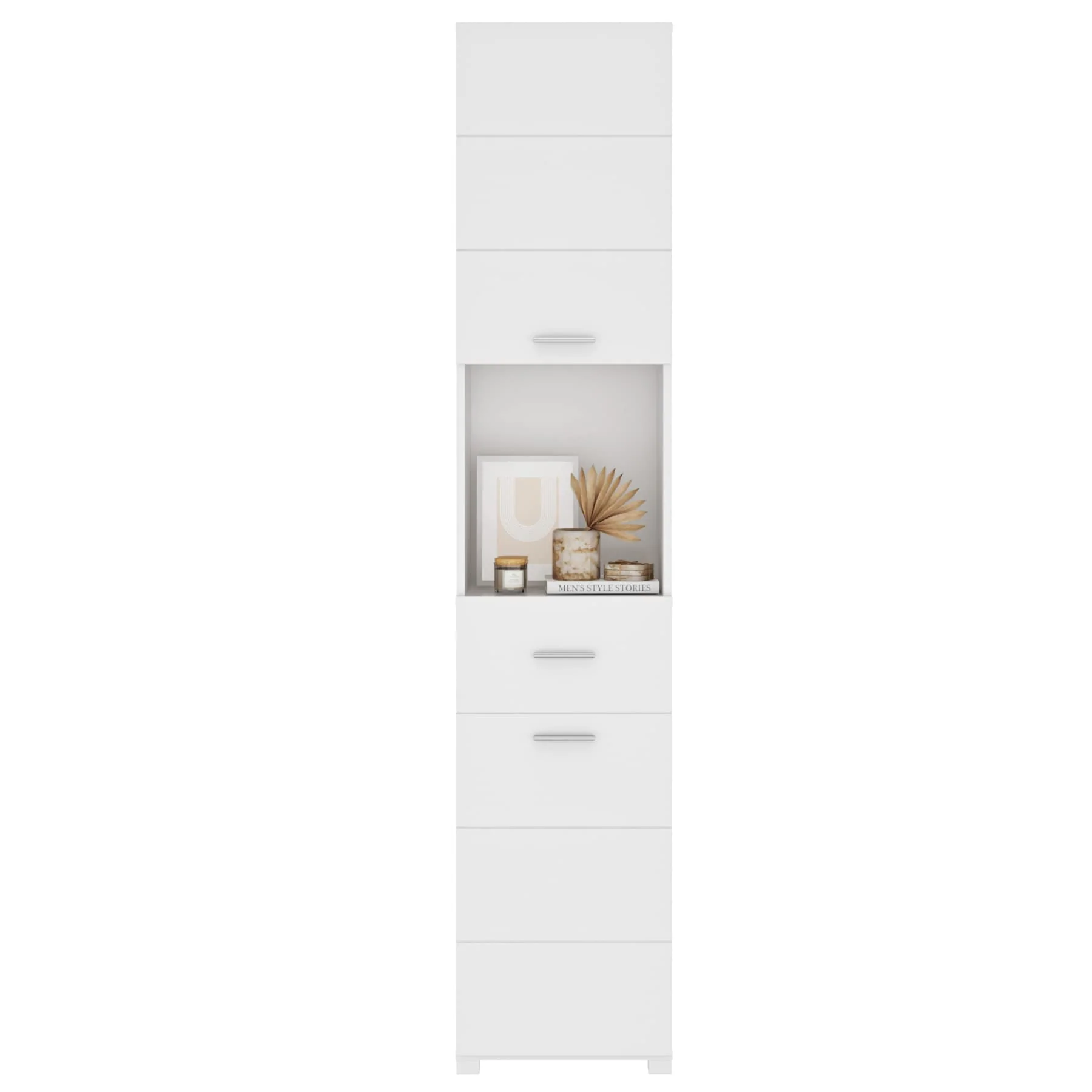 FOREHILL Badezimmerschrank, Badschrank, schmaler Badezimmer Hochschrank mit 2 Türen und 1 Schublade, 37x30x180cm, weiß - Image 8
