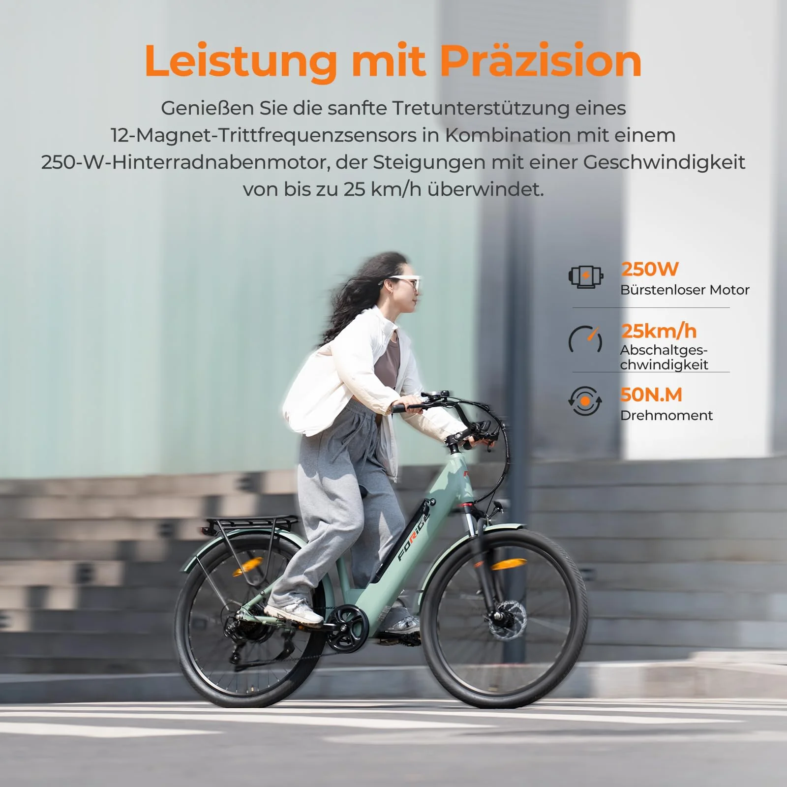 Foride Roamer 1 ST 27,5" E-Bike für Erwachsene, 7 Gang Elektrofahrrad mit Austauschbarem 36V 13Ah Akku, 250W Motor, 25 km/h und 100km Reichweite E-Bike Damen Herren für Städtische Pendler (Grau) - Image 9