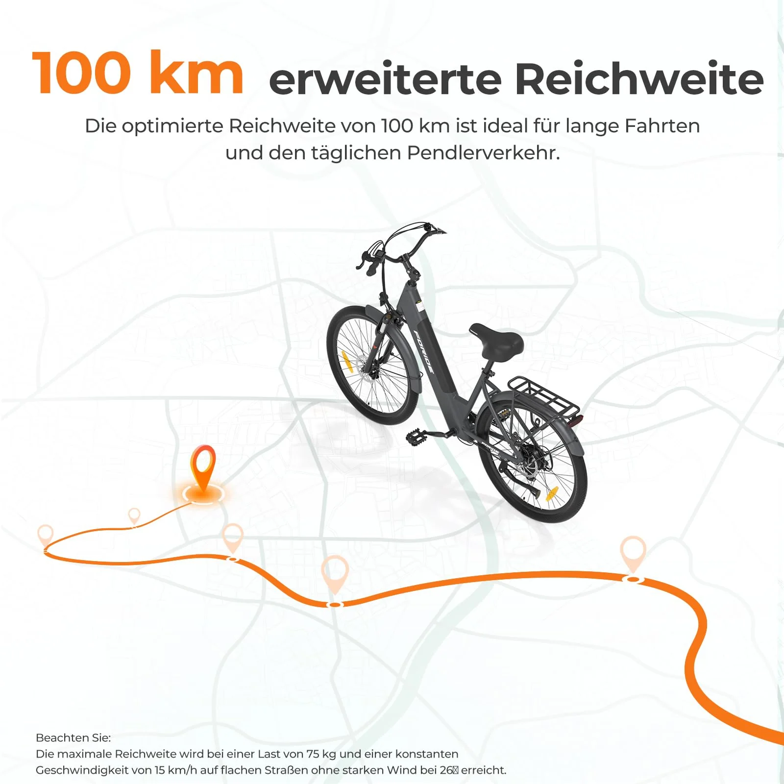 Foride Roamer 1 ST 27,5" E-Bike für Erwachsene, 7 Gang Elektrofahrrad mit Austauschbarem 36V 13Ah Akku, 250W Motor, 25 km/h und 100km Reichweite E-Bike Damen Herren für Städtische Pendler (Grün) - Image 8