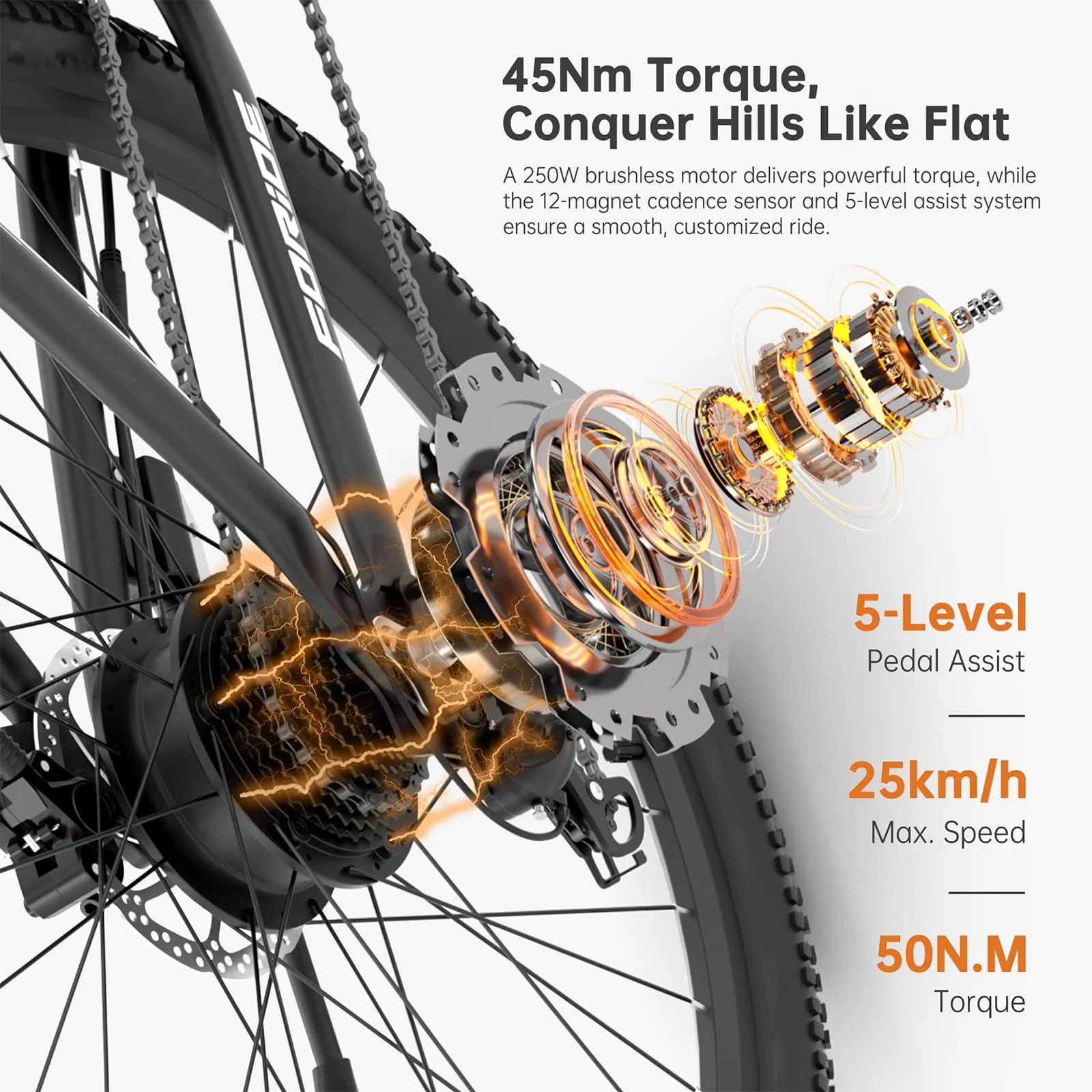 Foride Xtremer 2 27.5''/29'' E-Bike für Erwachsene, 24 Gang Elektrofahrrad mit 561.6Wh Akku, Hydraulische Scheibenbremse,120km Reichweite E Bike Herren Damen für Fahrten im Freien (Zoll, 27.5) - Image 6