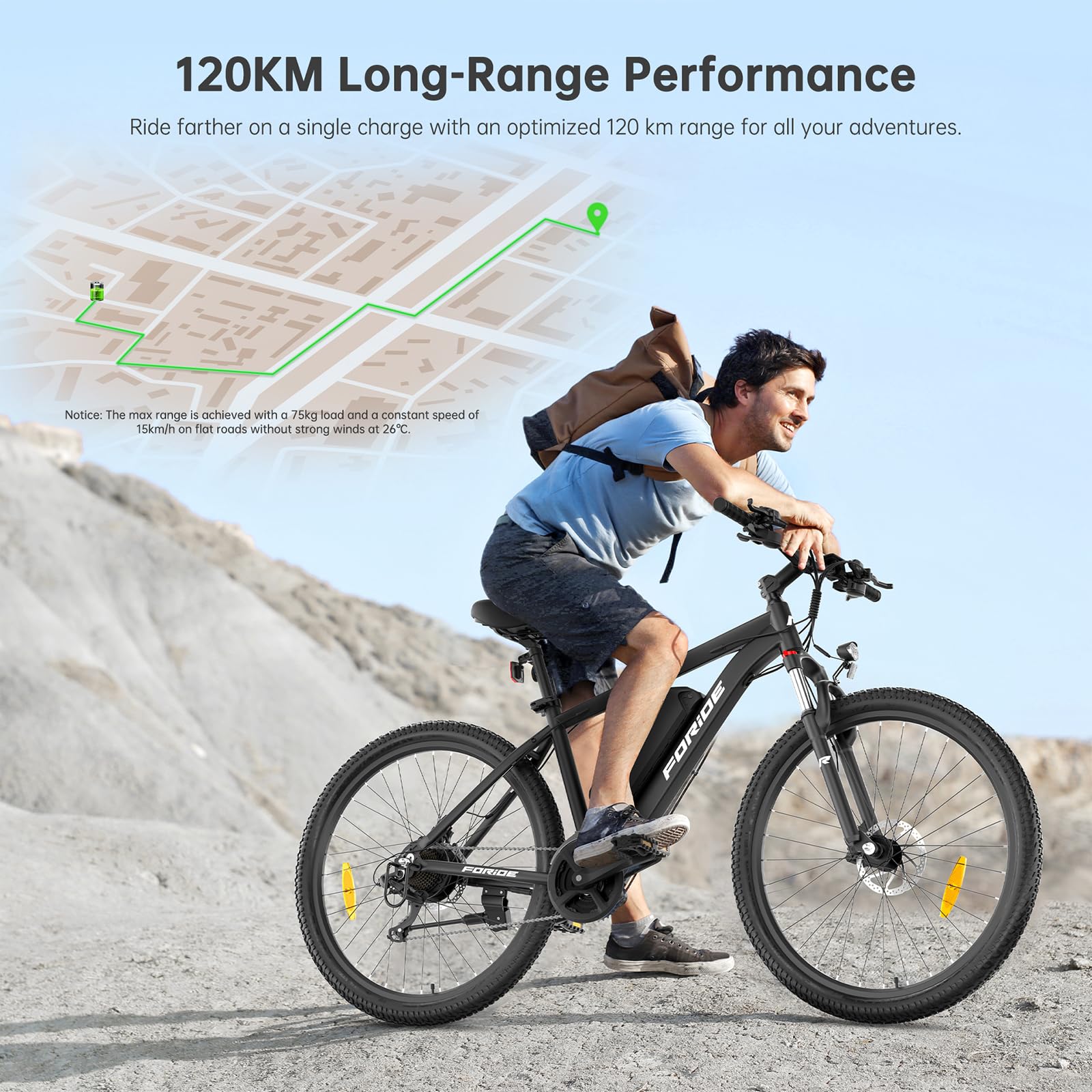 Foride Xtremer 2 27.5''/29'' E-Bike für Erwachsene, 24 Gang Elektrofahrrad mit 561.6Wh Akku, Hydraulische Scheibenbremse,120km Reichweite E Bike Herren Damen für Fahrten im Freien (Zoll, 27.5) - Image 7