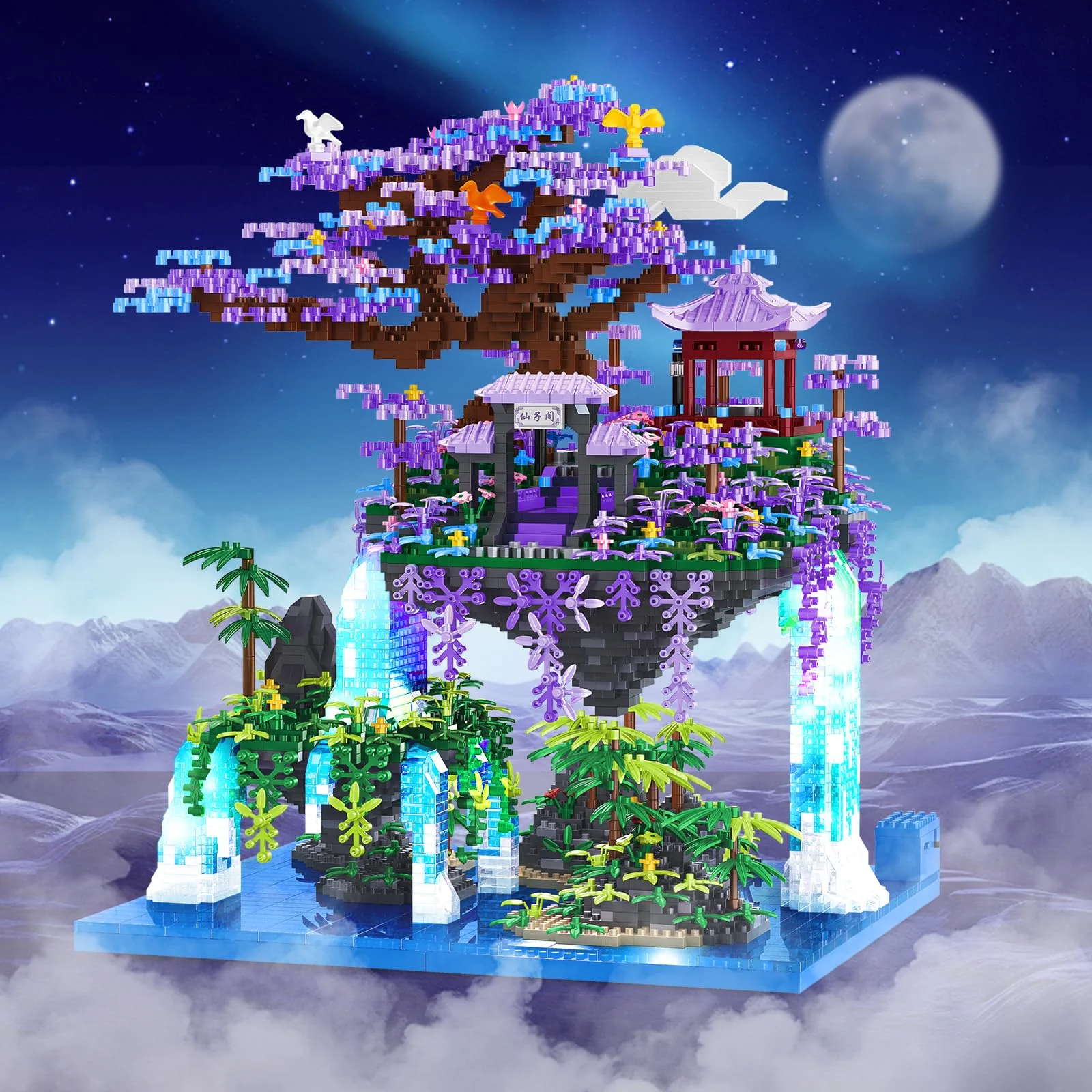 FORMIZON Chinesische Architektur Bausteine, 4574 Teile Architecture The Moon Palace Pavilion Micro Mini Bausteine, DIY Modell Landschafts, Klemmbausteine Pflanzen Chinesische deko Geschenk - Image 3